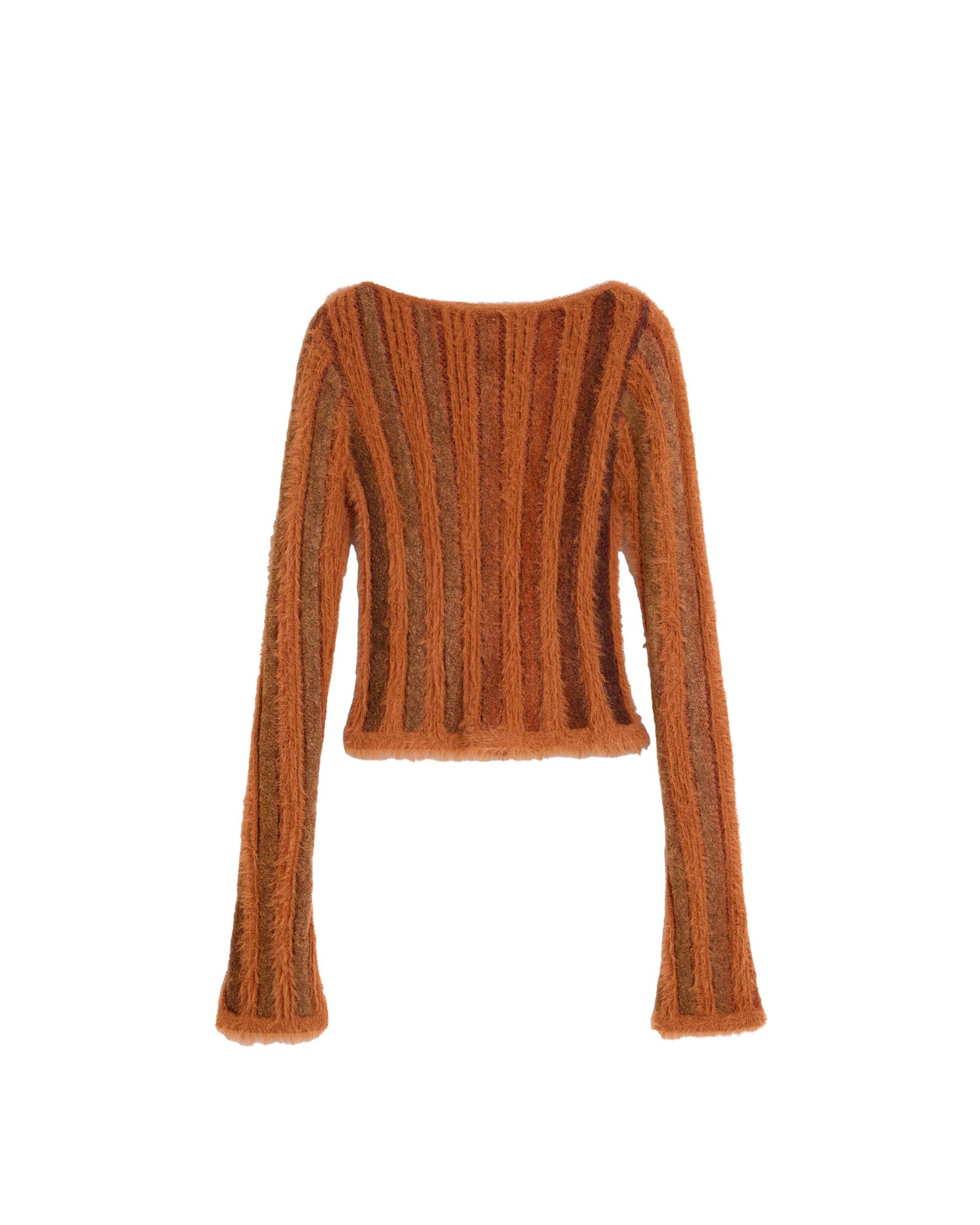 Jersey de mujer punto fino canalé - Desigual - Marrón Marrón-5