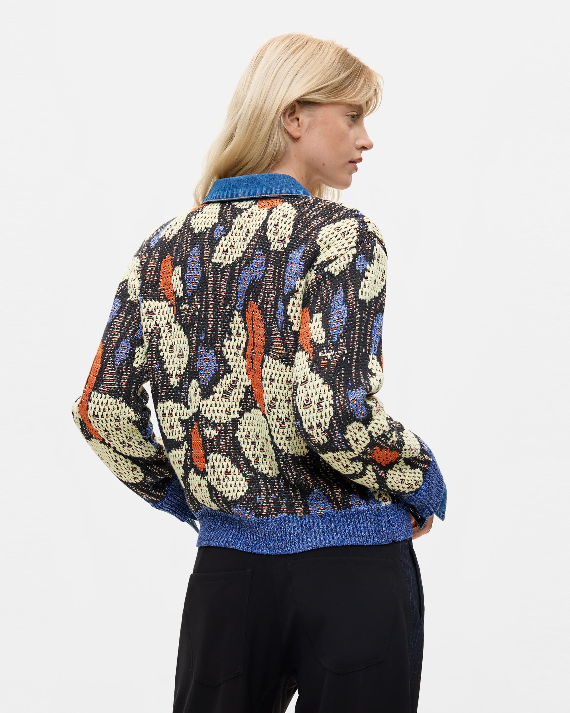 Jersey de mujer jacquard cuello camisero - Desigual - Azul Azul-3