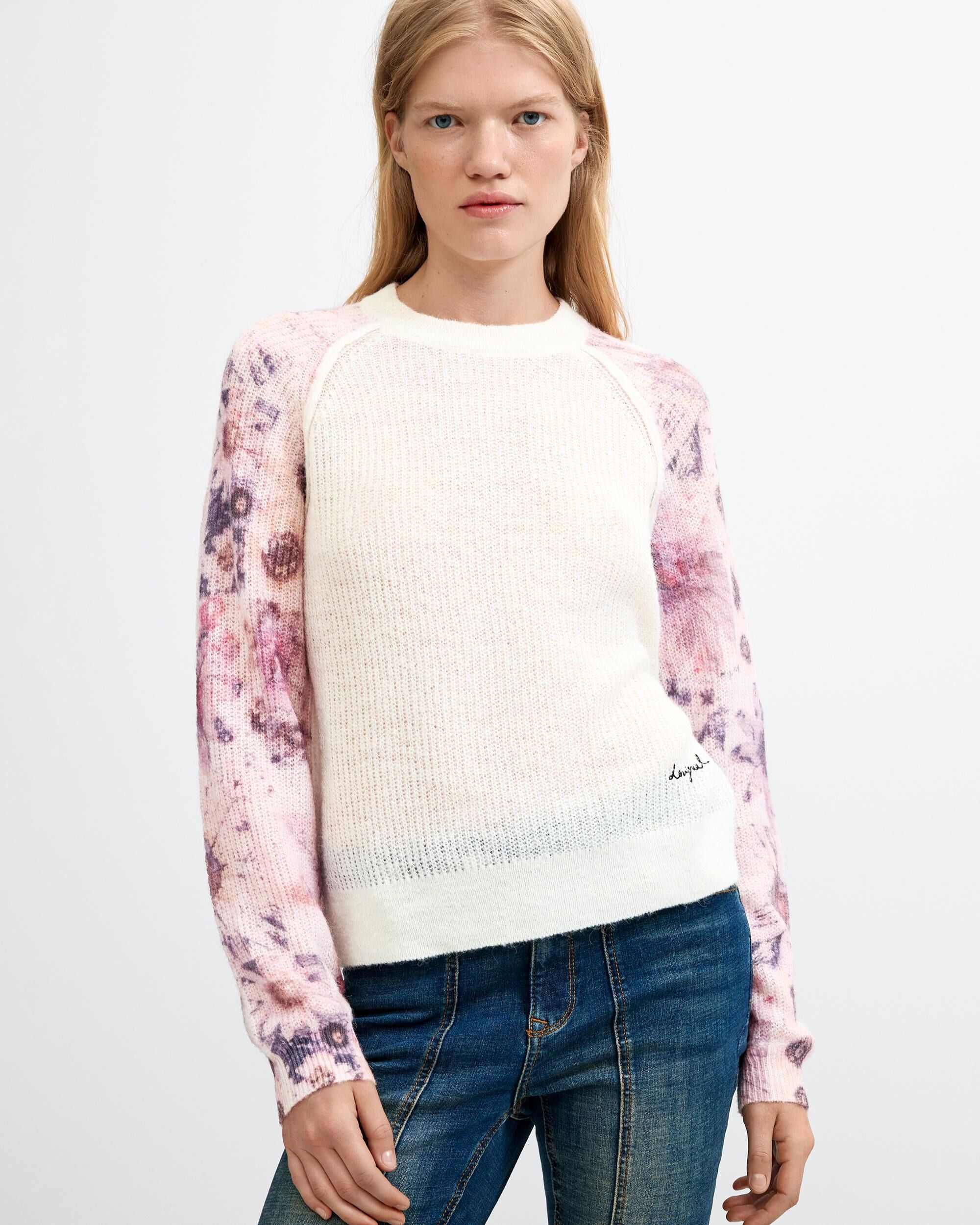 Jersey de mujer mangas estampadas - Desigual - Blanco Blanco-1