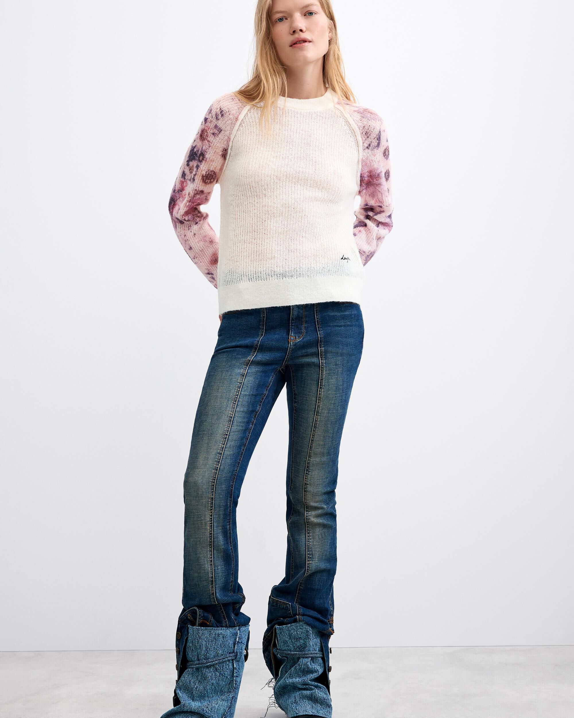 Jersey de mujer mangas estampadas - Desigual - Blanco Blanco-2
