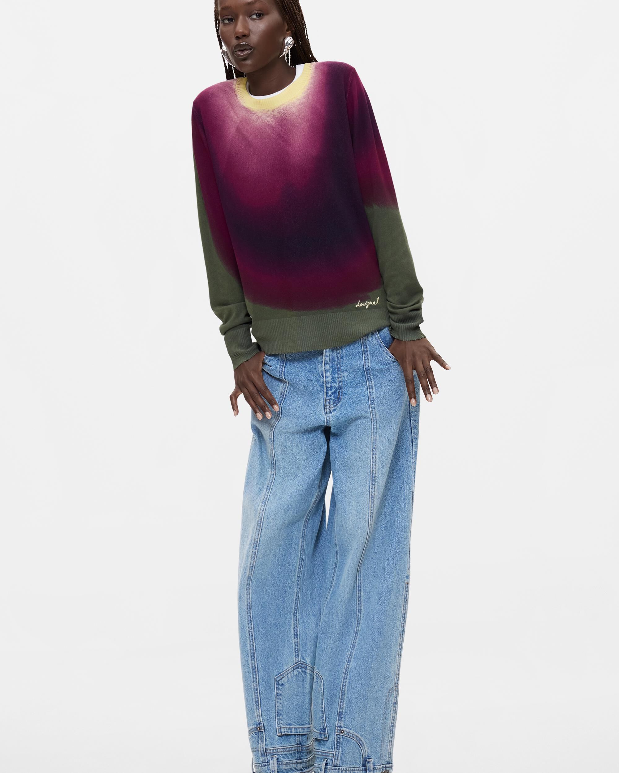 Jersey de mujer teñido efecto degradado - Desigual - Morado Morado-2