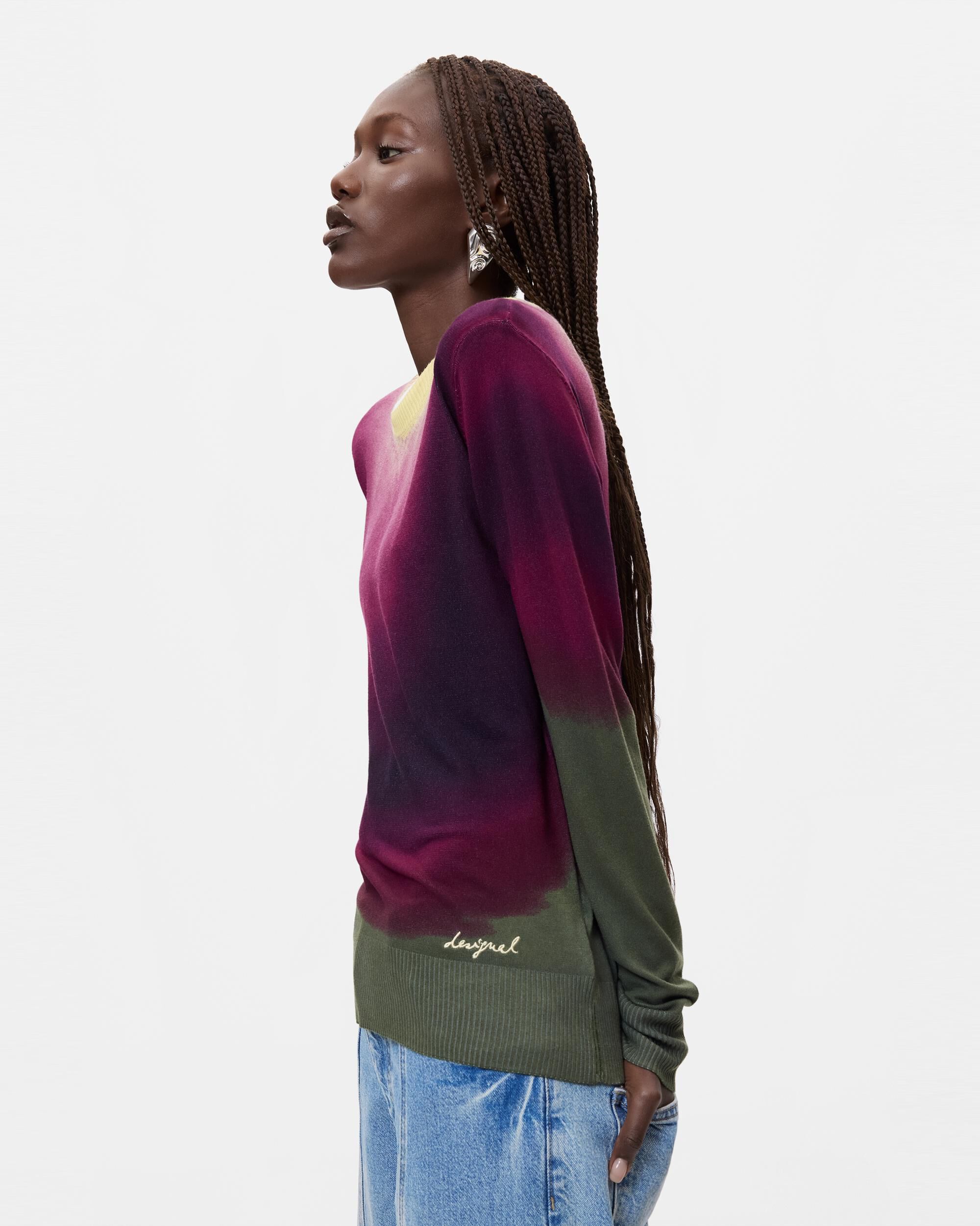 Jersey de mujer teñido efecto degradado - Desigual - Morado Morado-4
