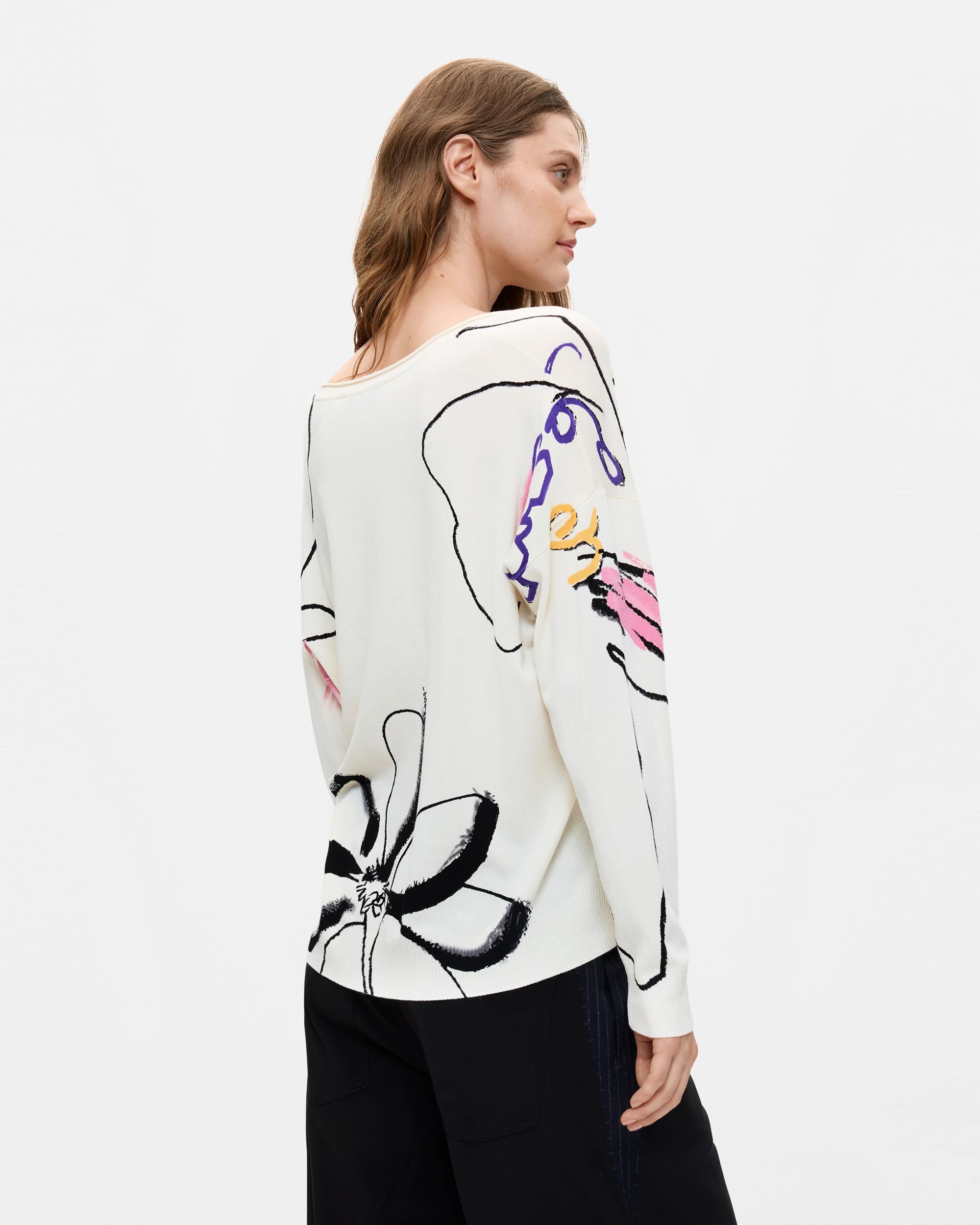 Jersey de mujer estampado punto fino - Desigual - Blanco Blanco-3