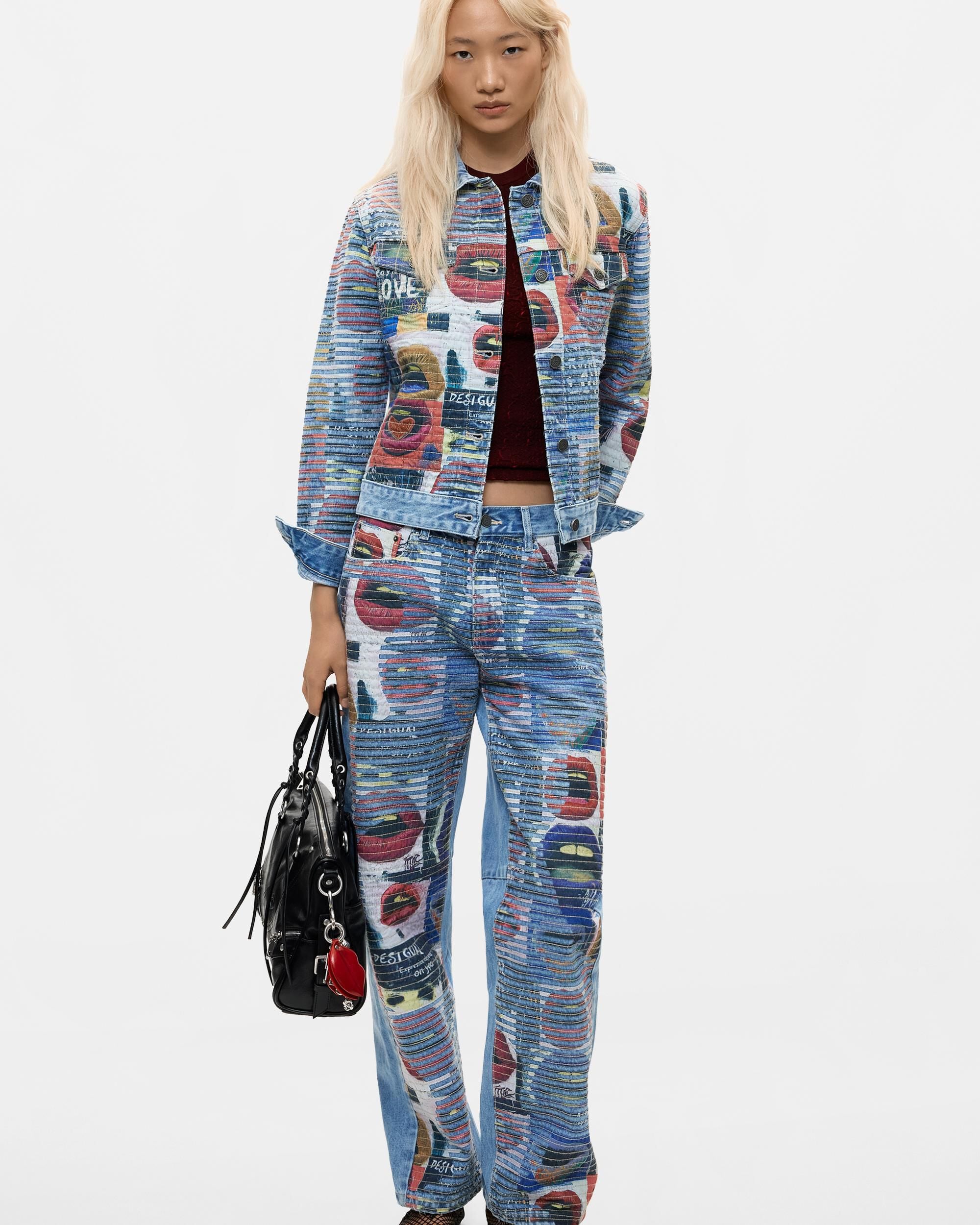 Pantalón de mujer estampado denim 100% algodón - Desigual - Azul Azul-1