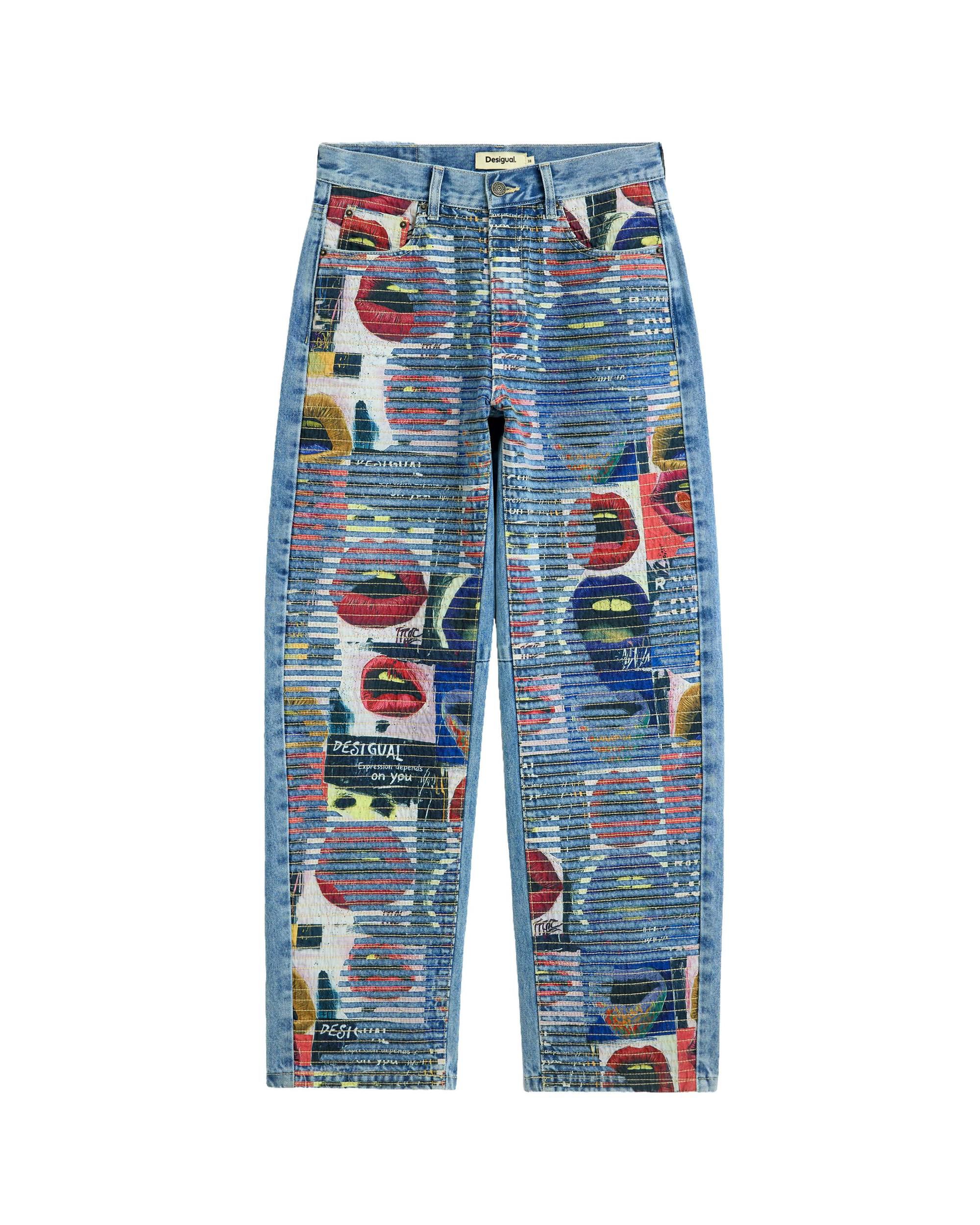Pantalón de mujer estampado denim 100% algodón - Desigual - Azul Azul-4