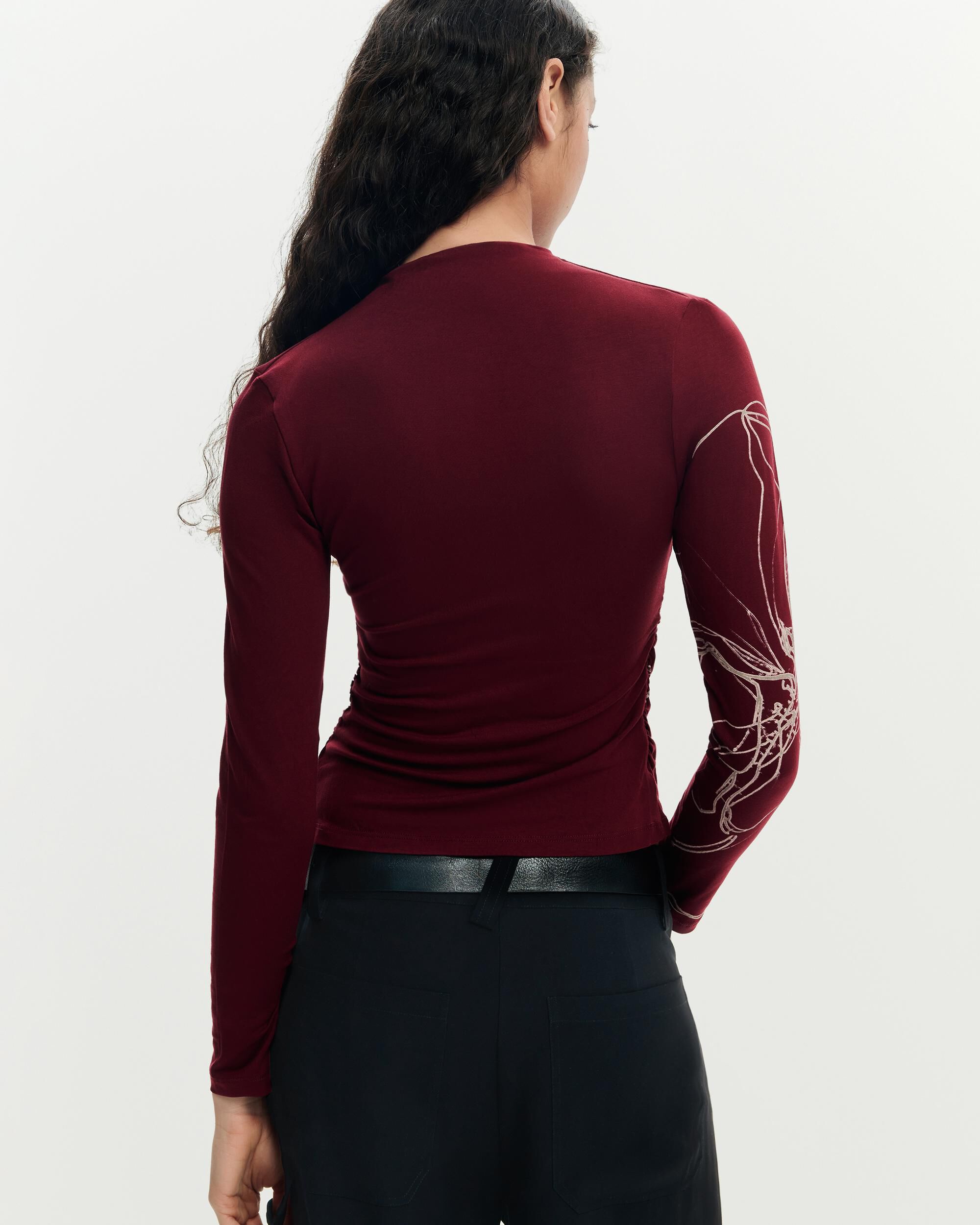 Camiseta de mujer manga larga estampada - Desigual - Rojo Rojo-3