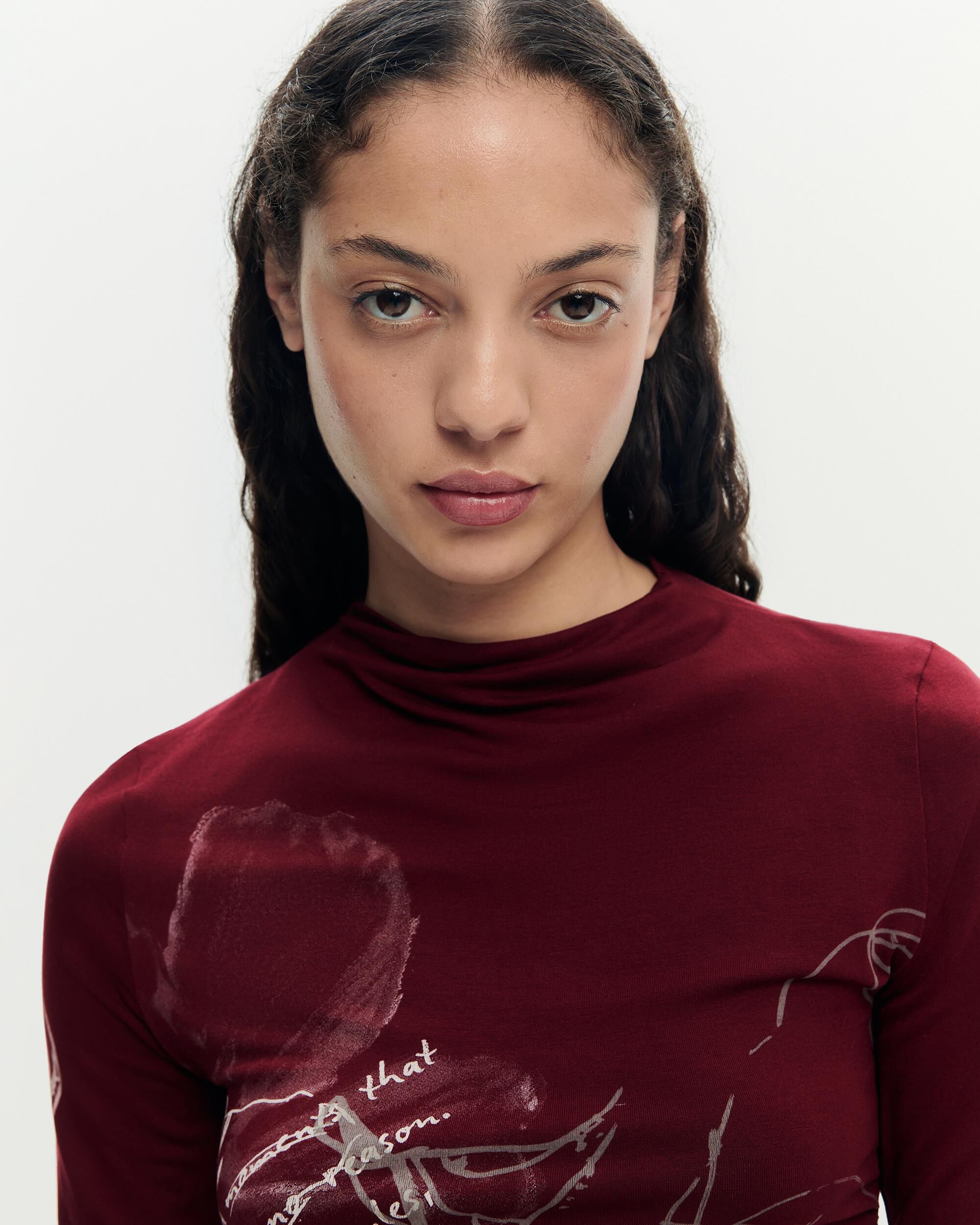 Camiseta de mujer manga larga estampada - Desigual - Rojo Rojo-4