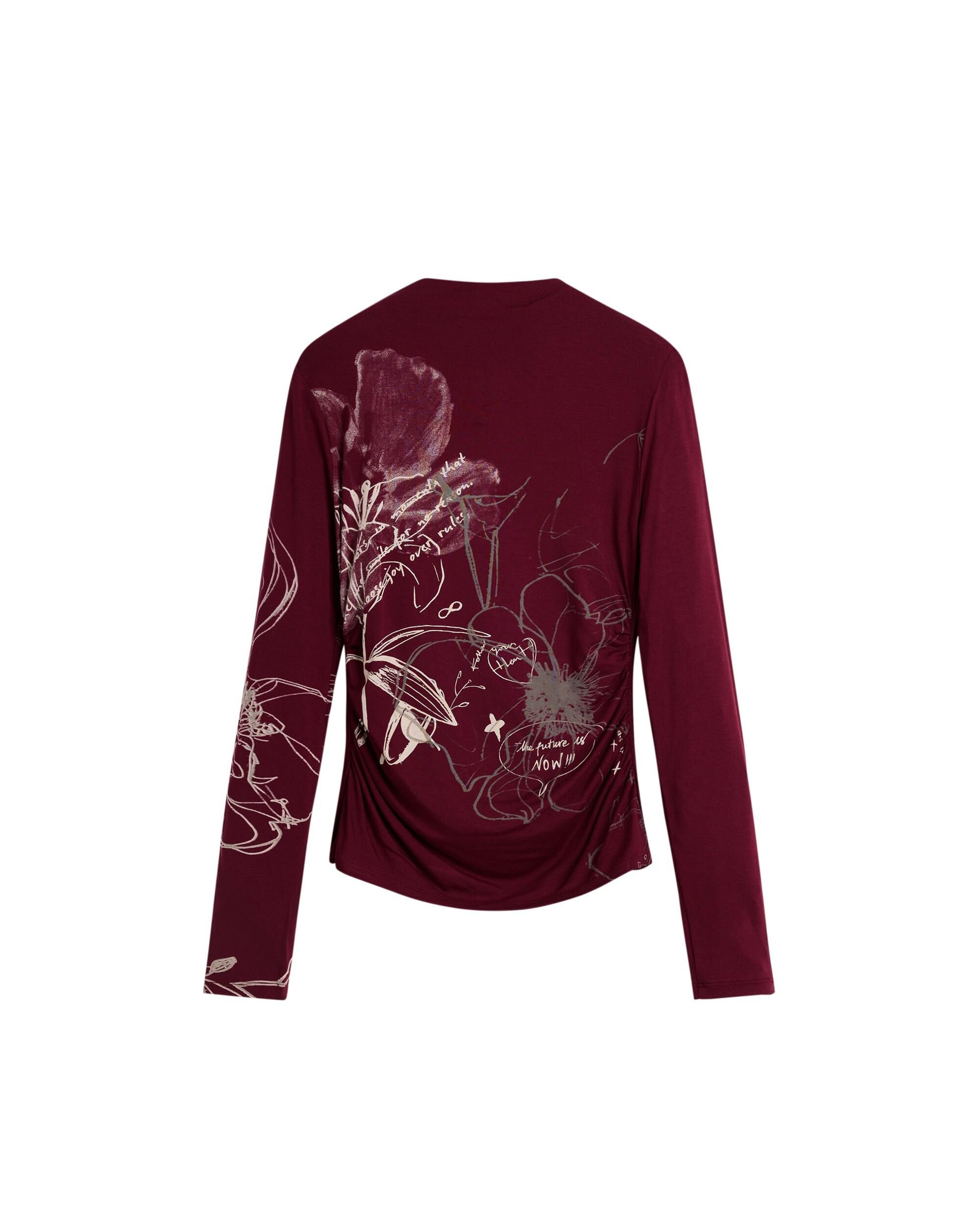 Camiseta de mujer manga larga estampada - Desigual - Rojo Rojo-5