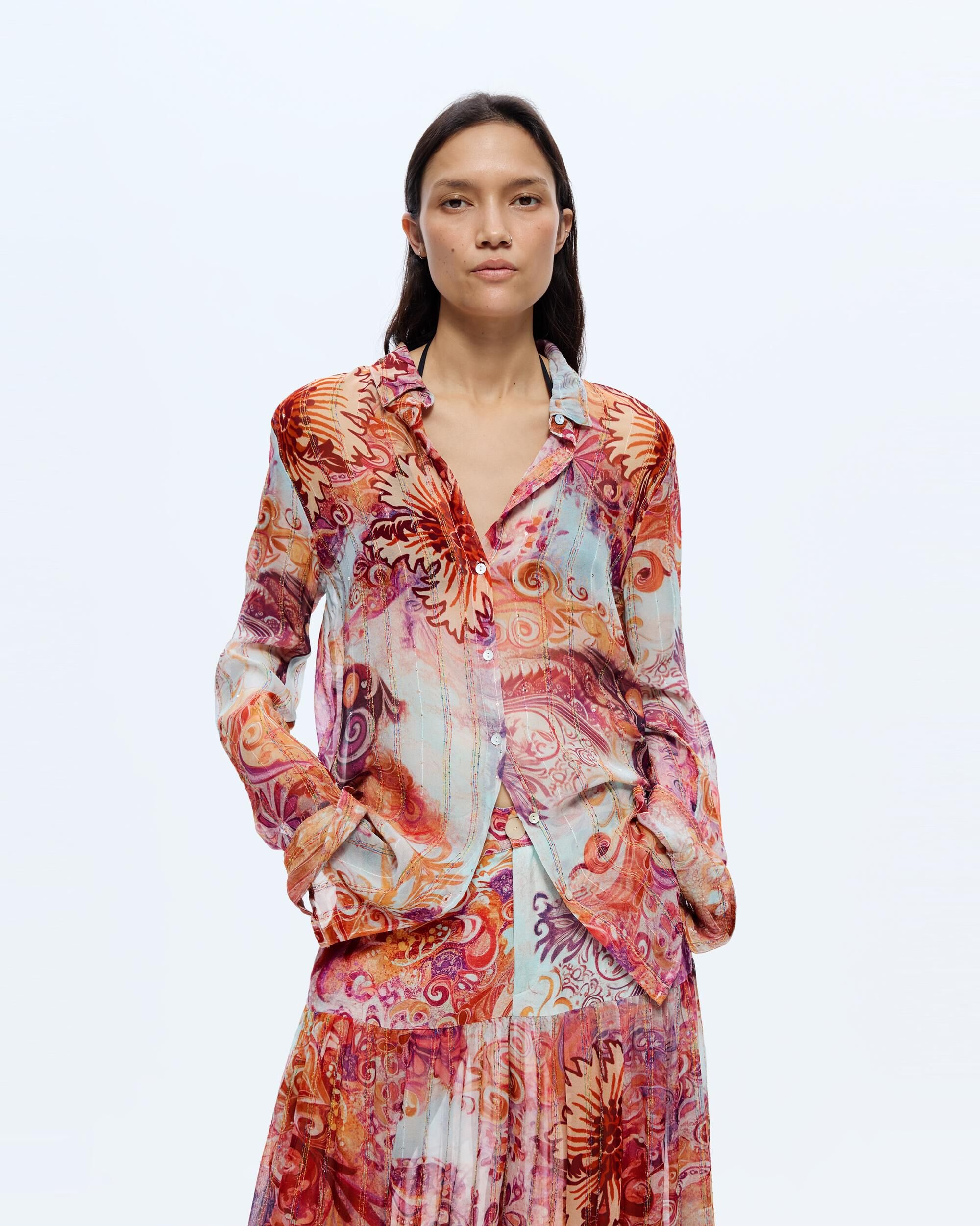 Camisa de mujer estampada paisley - Desigual - Rojo Rojo-1