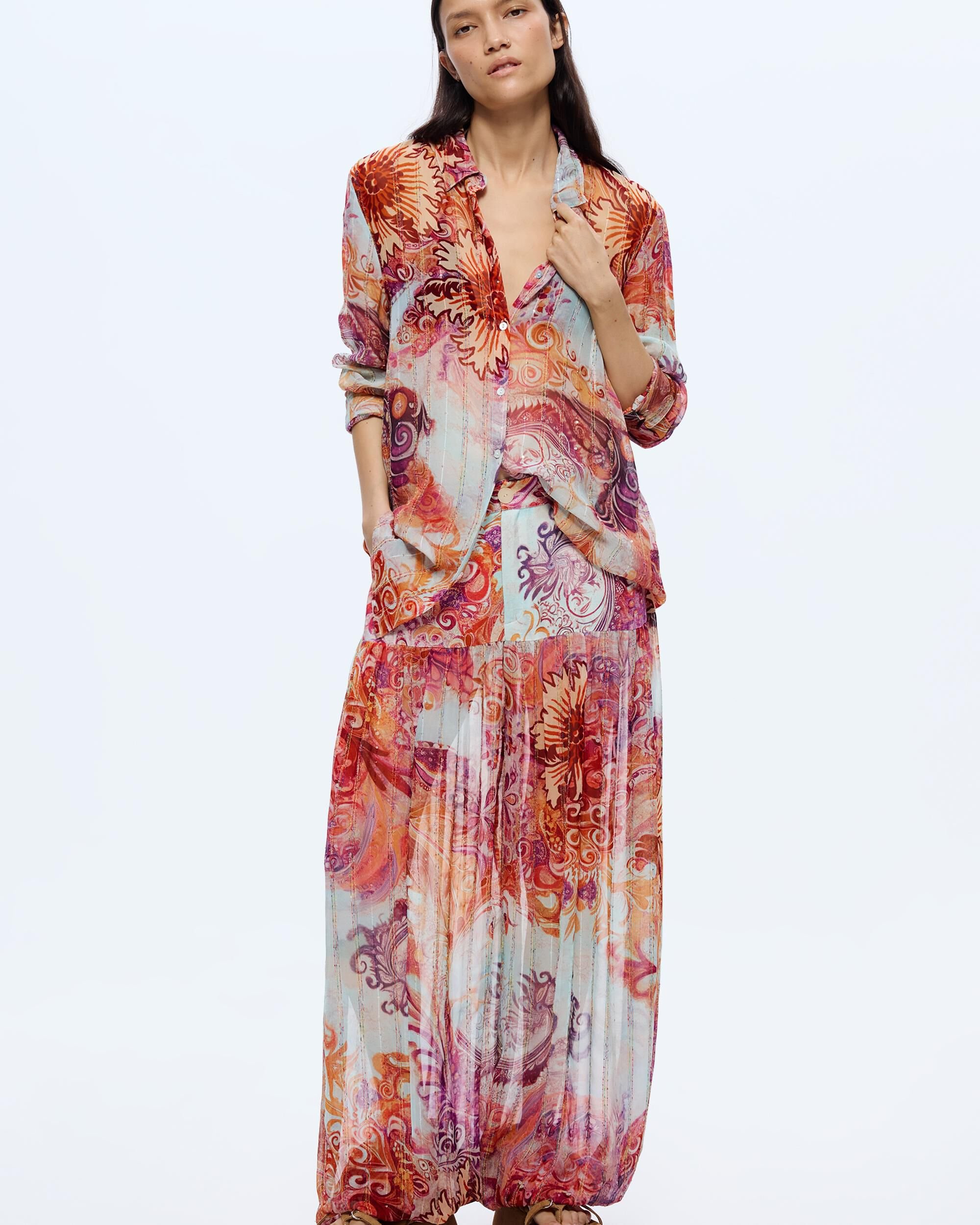 Camisa de mujer estampada paisley - Desigual - Rojo Rojo-2