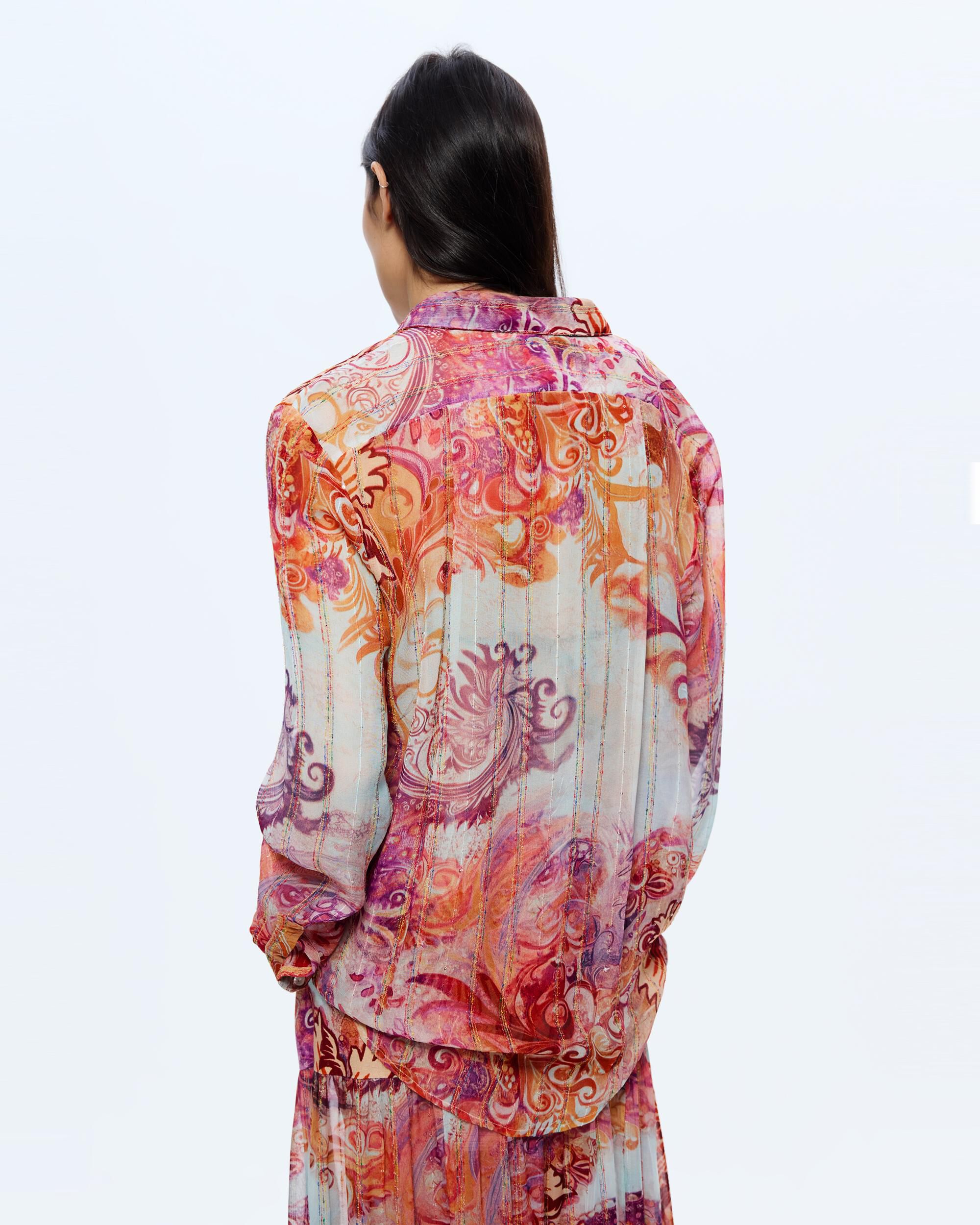 Camisa de mujer estampada paisley - Desigual - Rojo Rojo-3