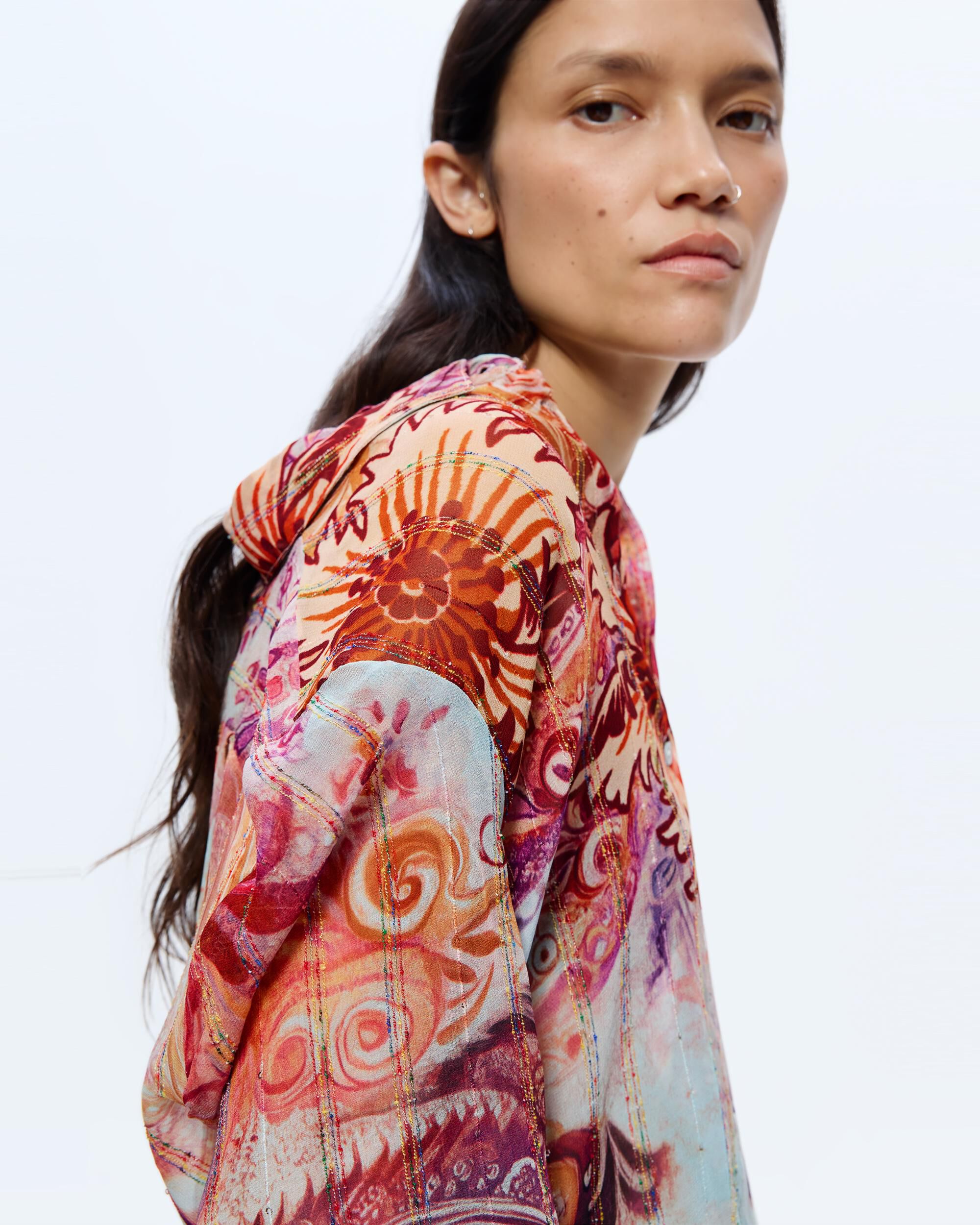 Camisa de mujer estampada paisley - Desigual - Rojo Rojo-4