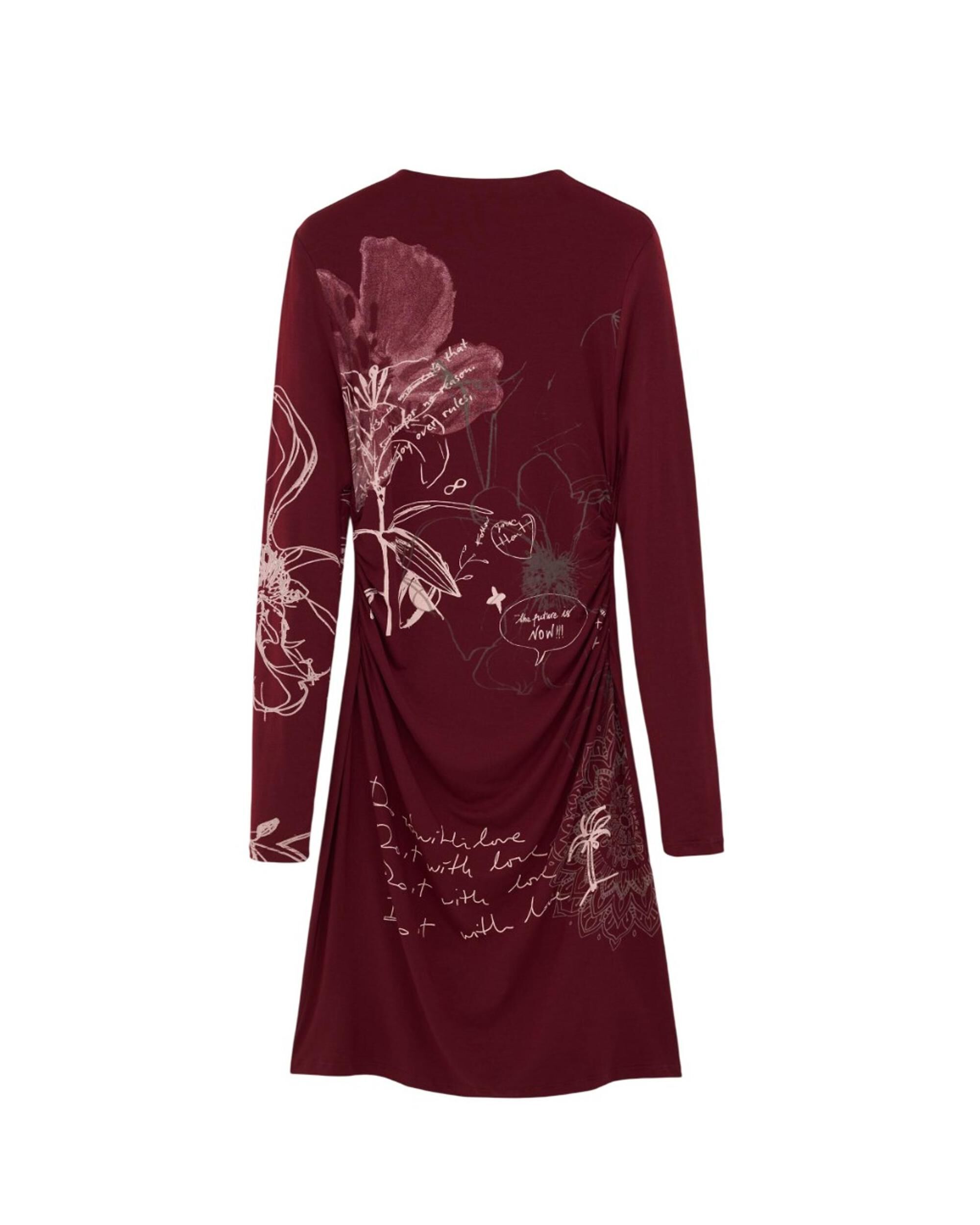 Vestido manga larga estampado - Desigual - Rojo Rojo-5