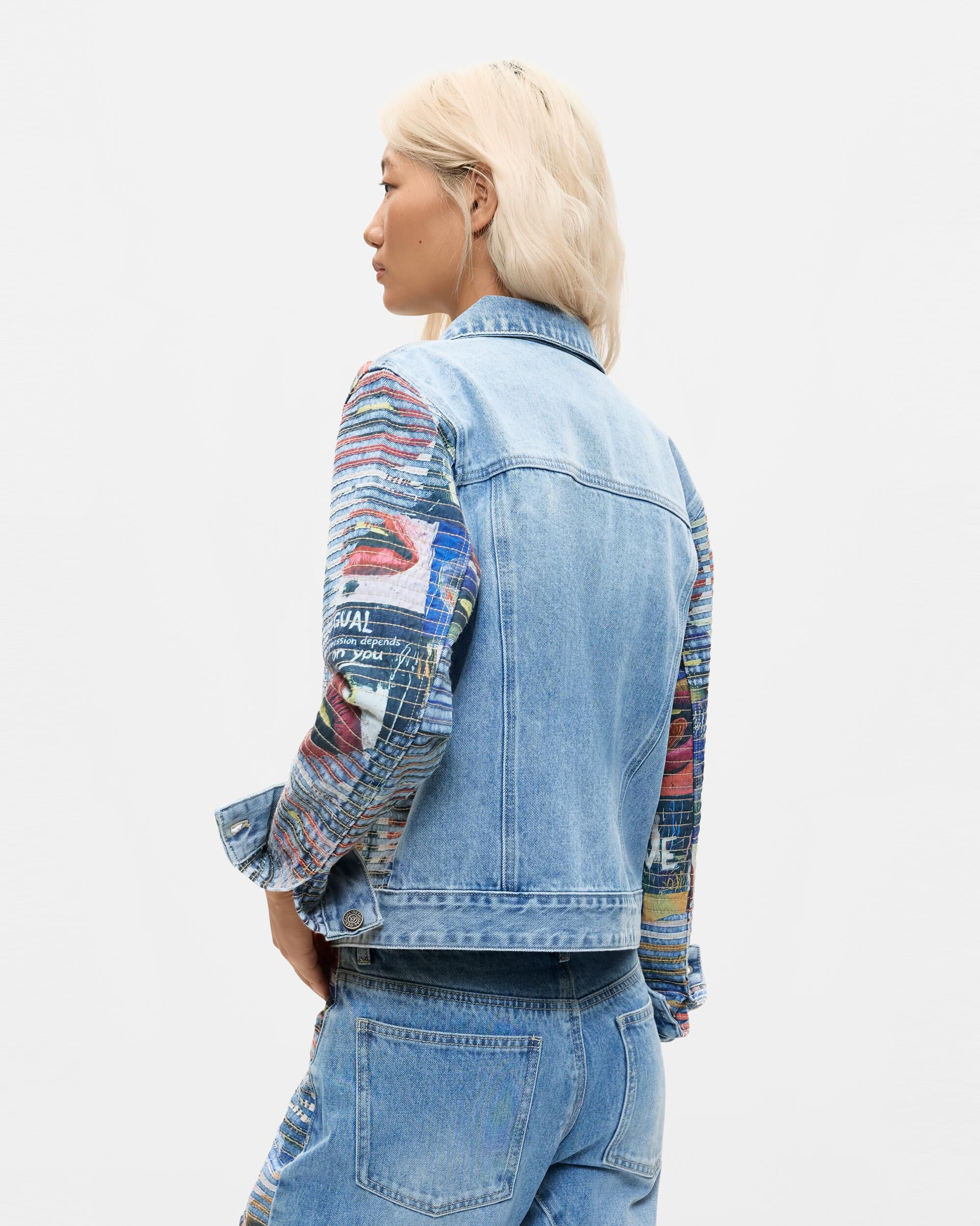 Cazadora de mujer denim estampada 100% algodón - Desigual - Azul Azul-3