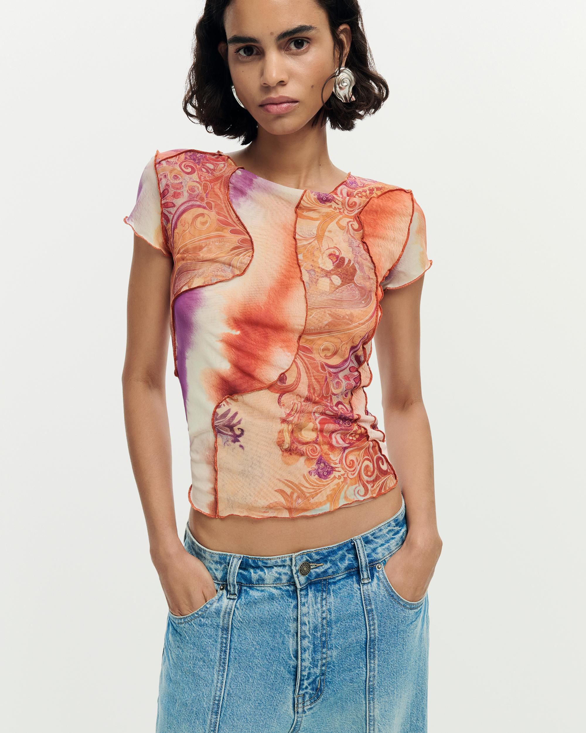 Desigual - Camiseta de mujer manga corta estampada.