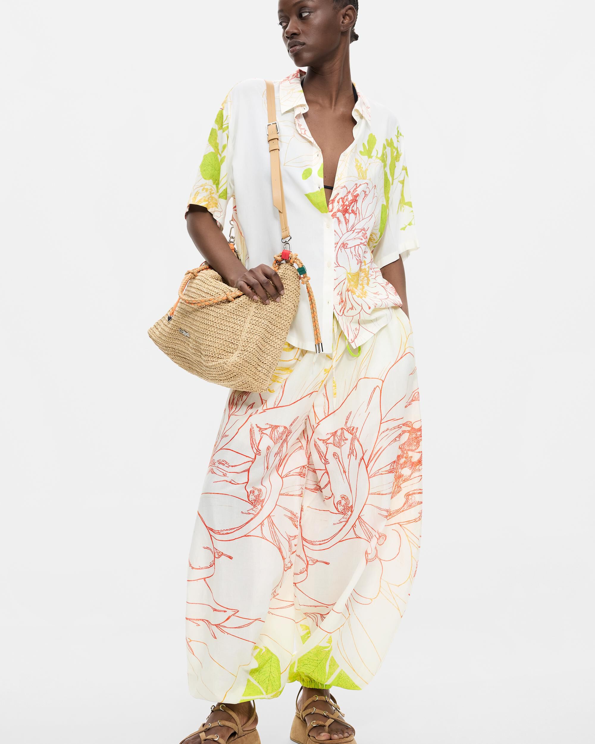 Camisa de mujer flores manga corta - Desigual - Blanco Blanco-2