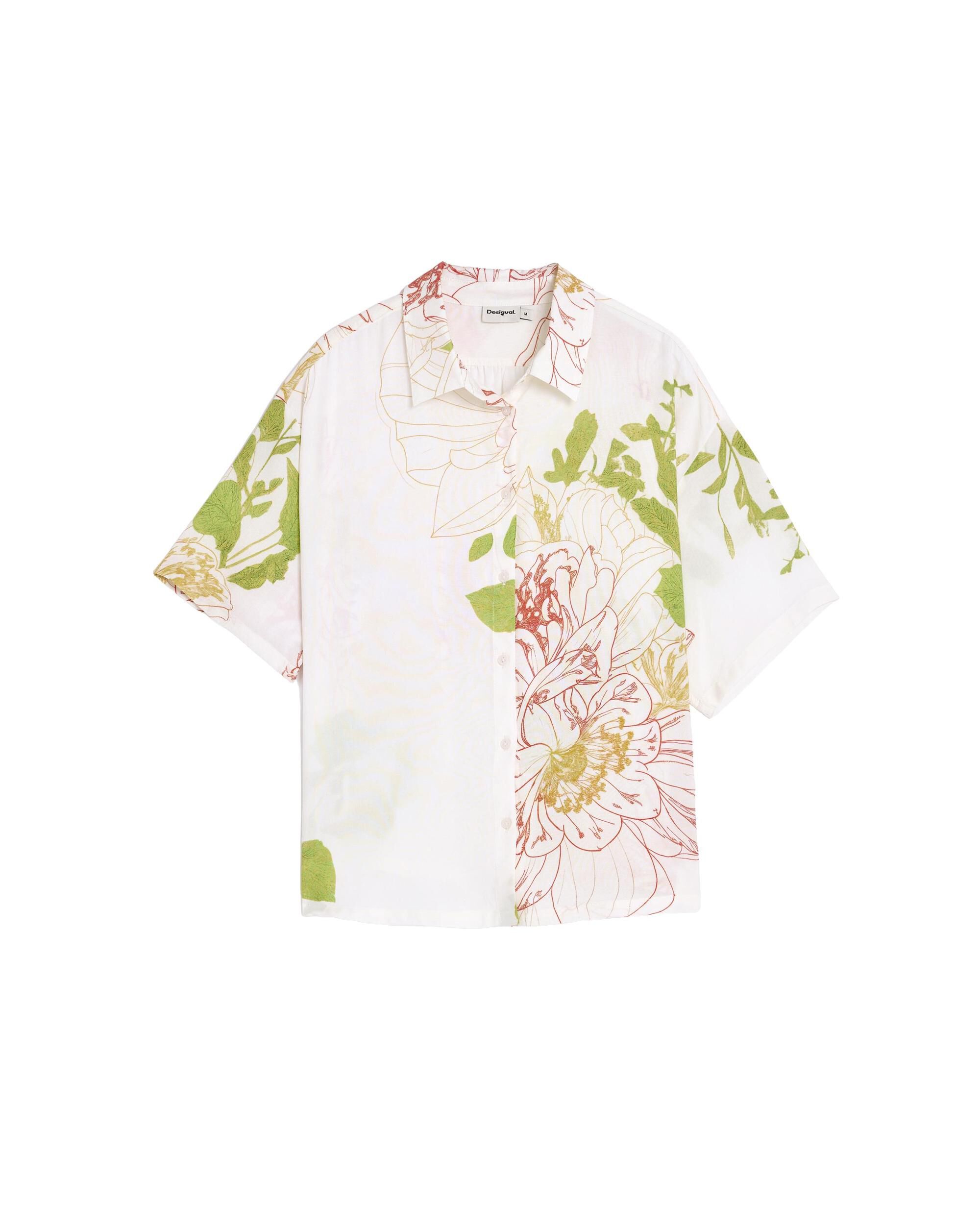 Camisa de mujer flores manga corta - Desigual - Blanco Blanco-5