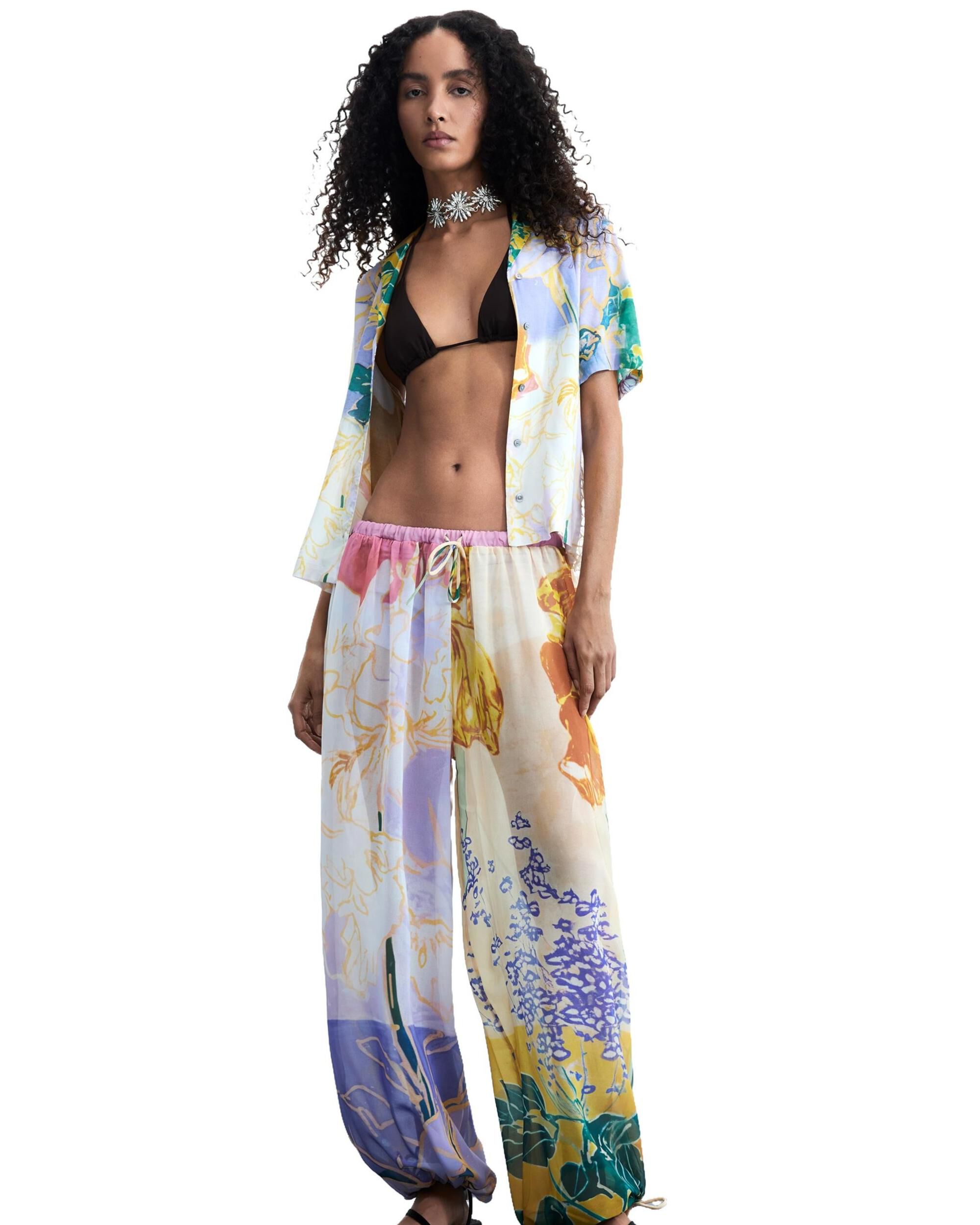 Desigual - Pantalón de mujer largo estampado flores.
