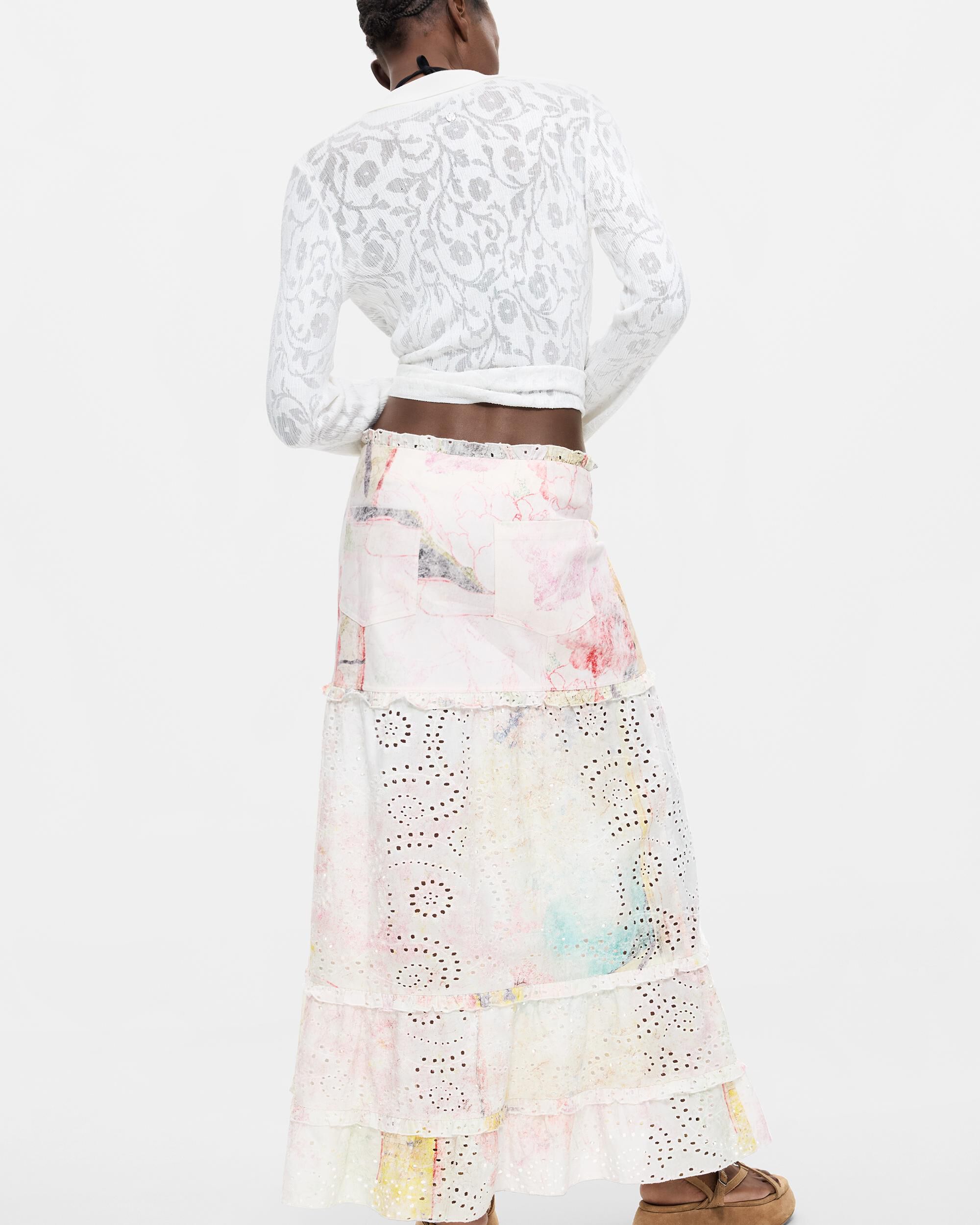 Falda estampada flores - Desigual - Blanco Blanco-2