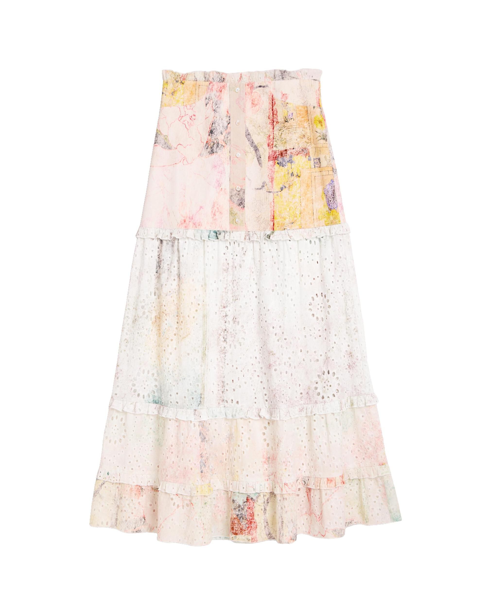 Falda estampada flores - Desigual - Blanco Blanco-4