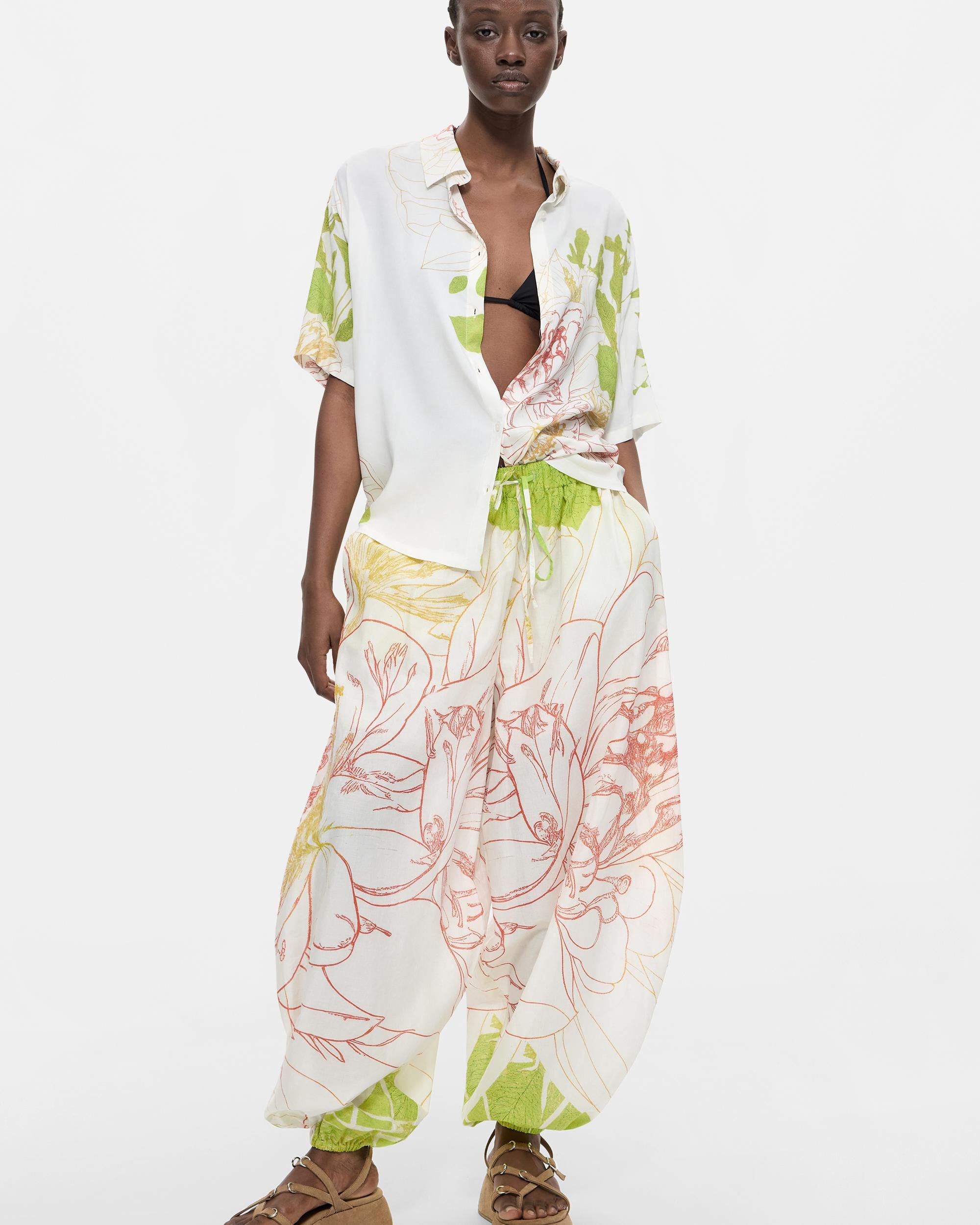 Pantalón de mujer globo 100% algodón - Desigual - Verde Verde-1