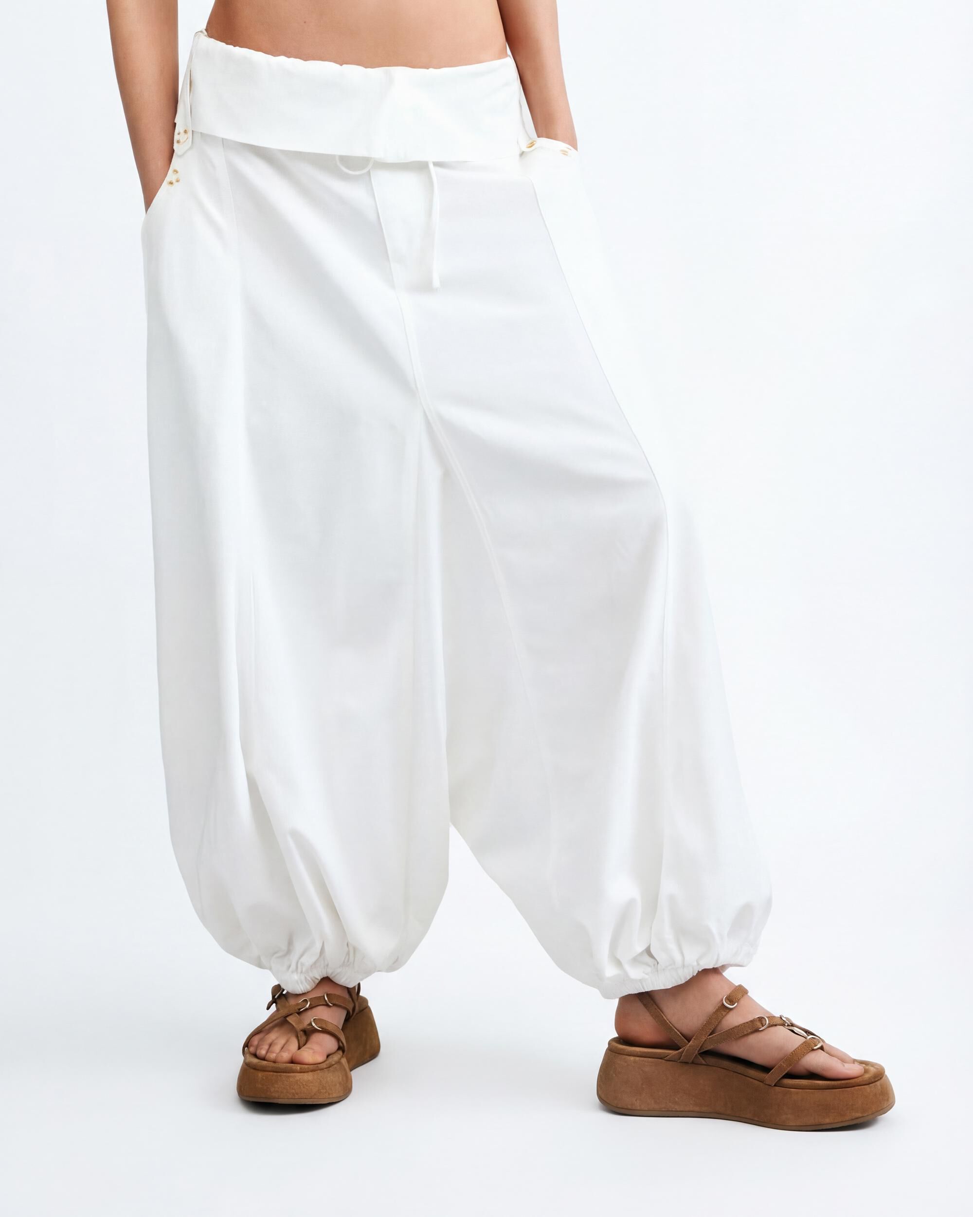 Pantalón de mujer baloon 100% algodón - Desigual - Blanco Blanco-2