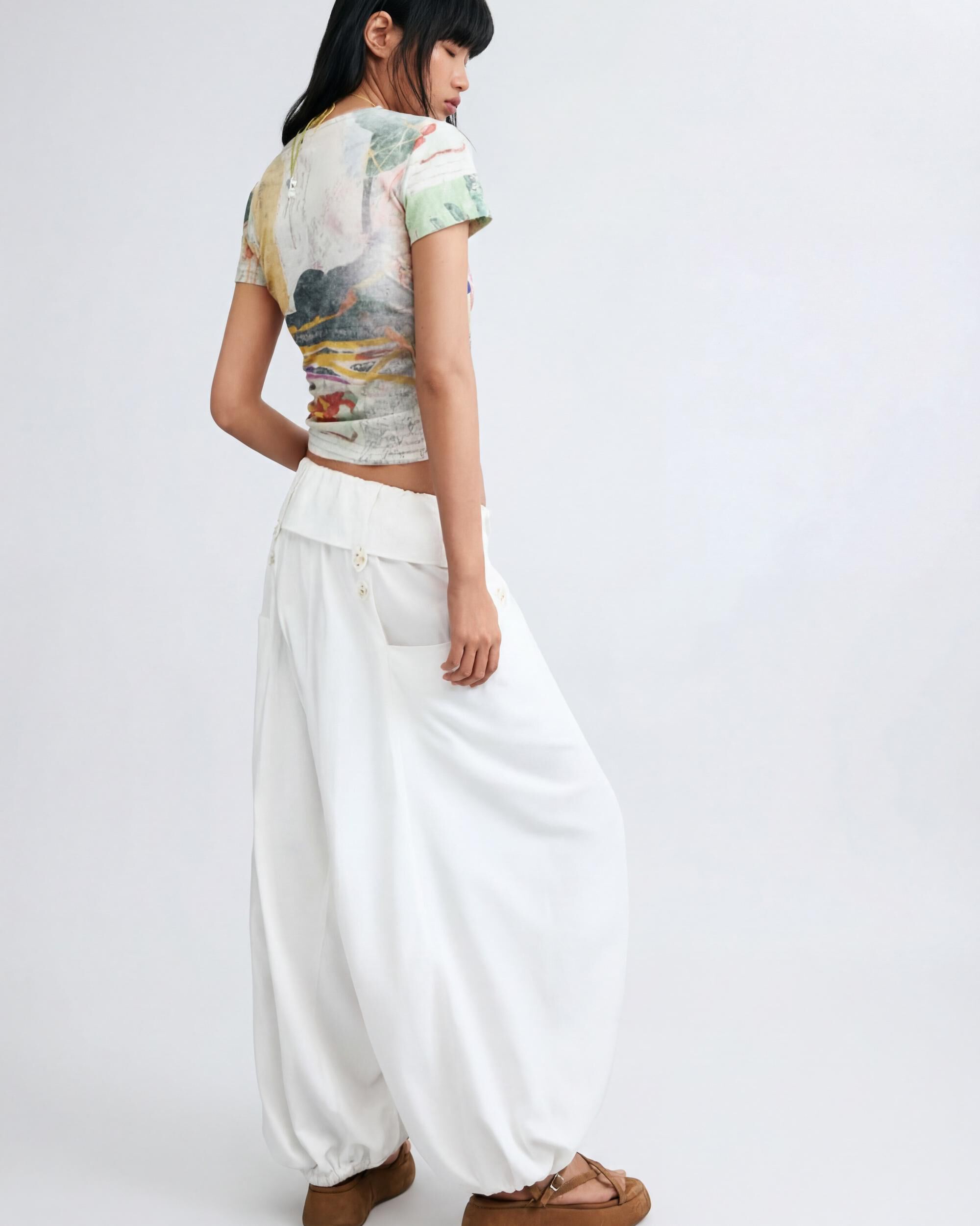 Pantalón de mujer baloon 100% algodón - Desigual - Blanco Blanco-3