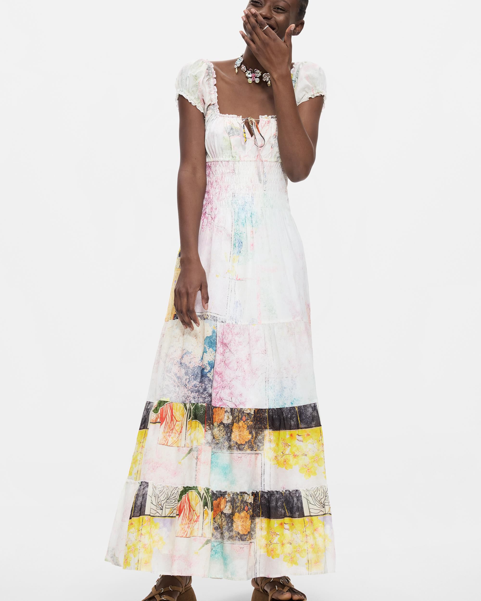 Vestido manga corta 100% algodón - Desigual - Multicolor Multicolor-1
