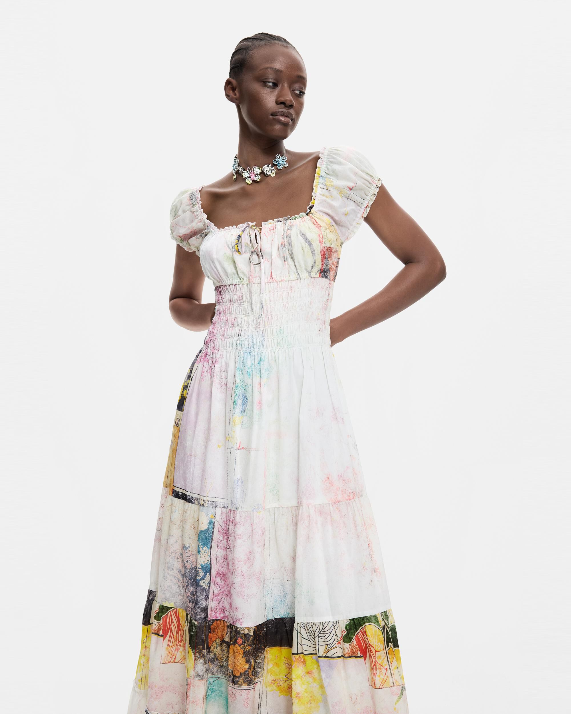Vestido manga corta 100% algodón - Desigual - Multicolor Multicolor-2
