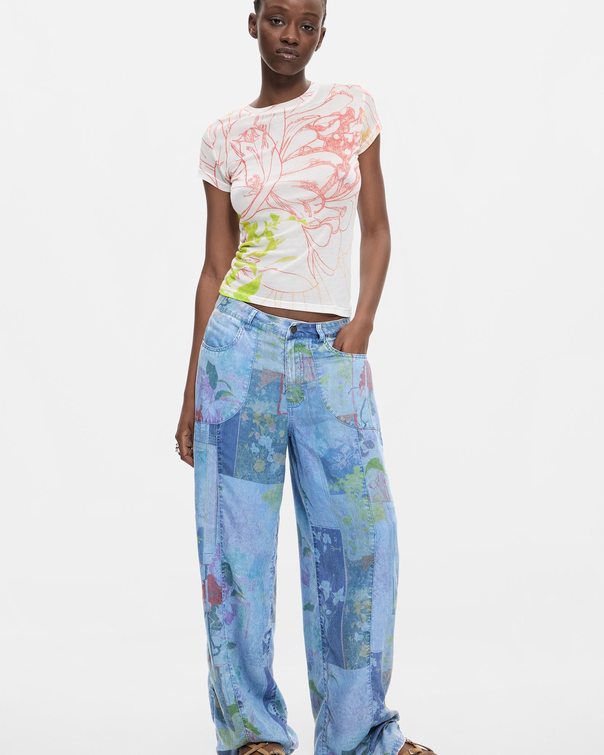 Pantalón de mujer efecto denim tencel - Desigual - Azul Azul-1