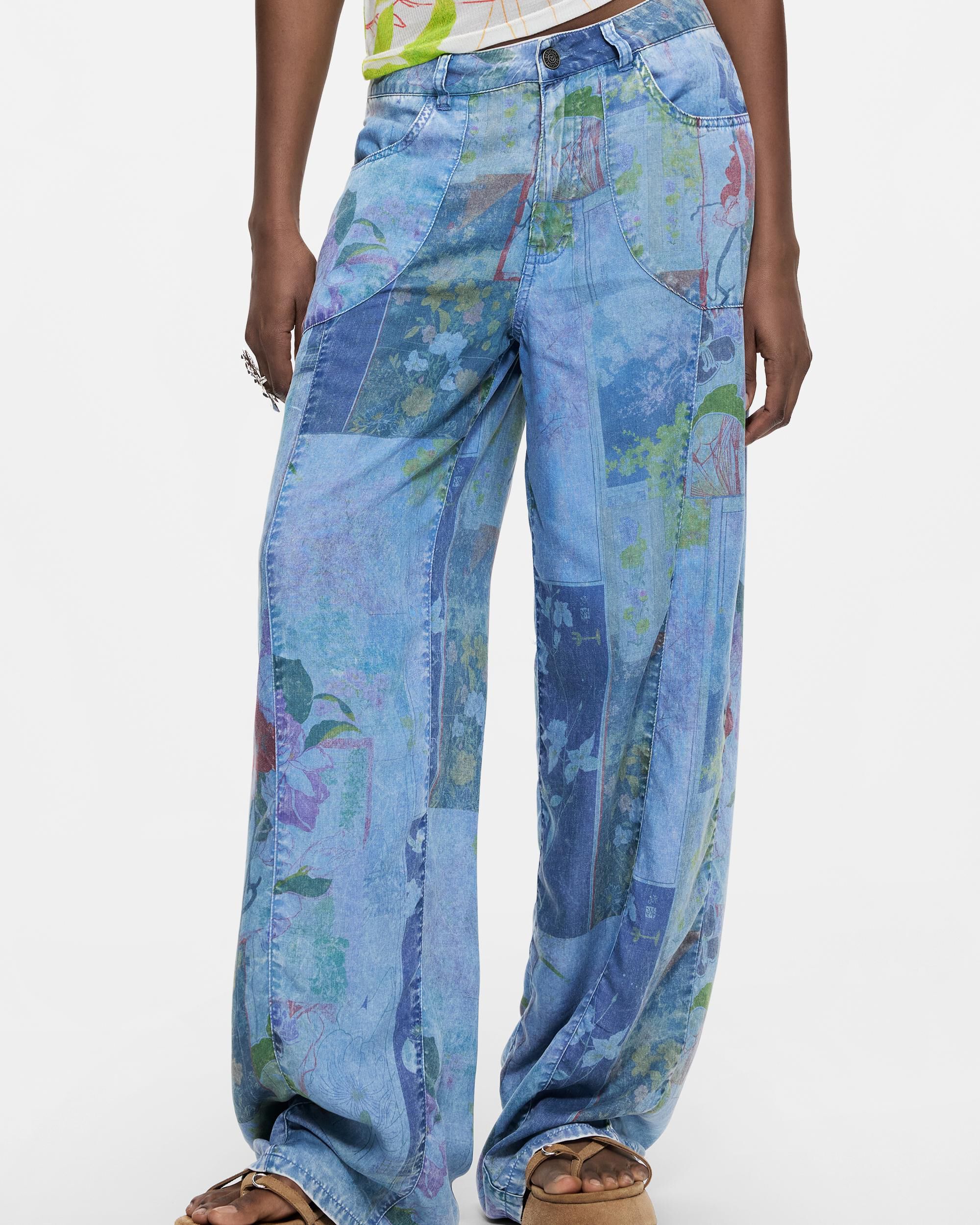 Pantalón de mujer efecto denim tencel - Desigual - Azul Azul-2