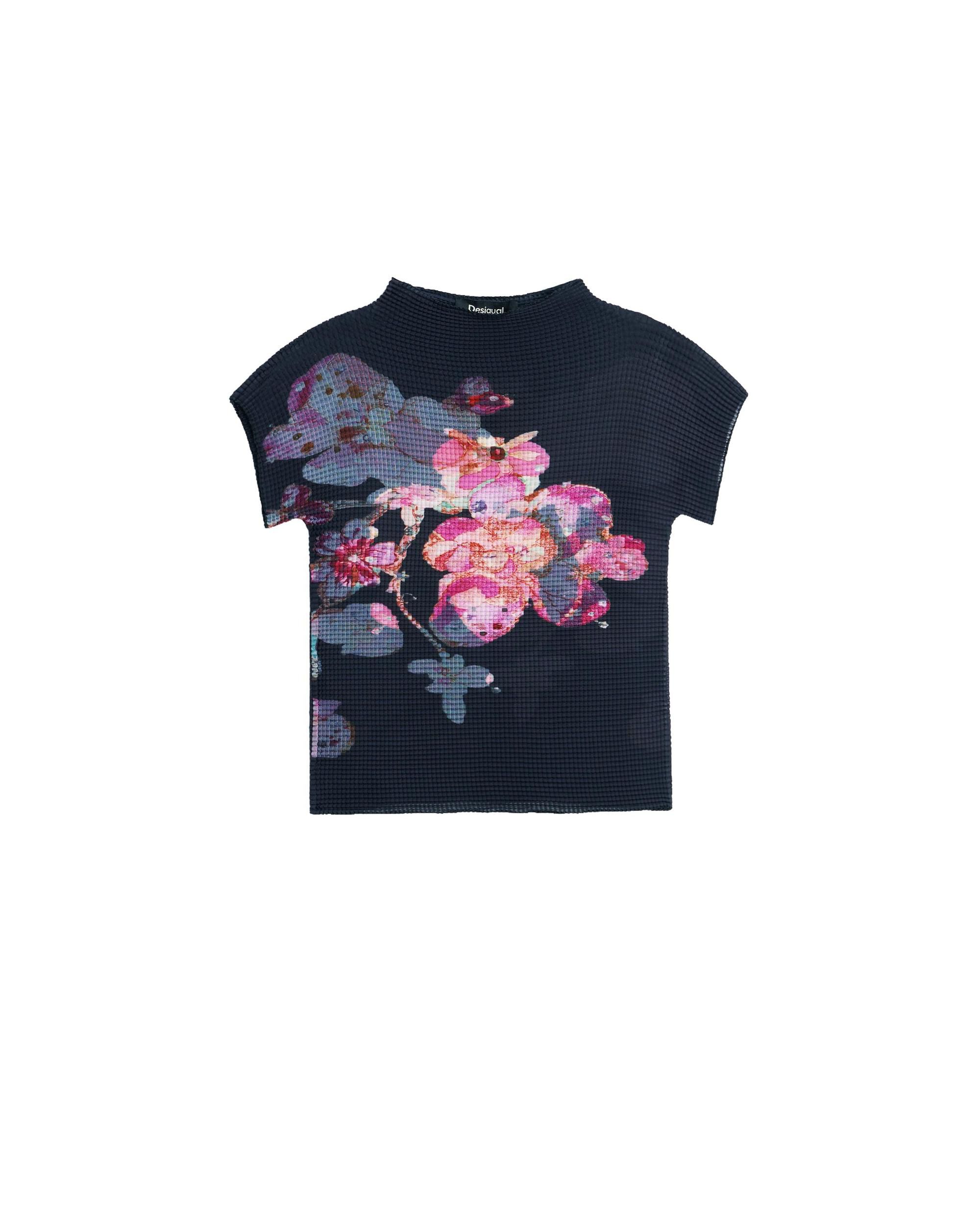 Blusa de mujer manga corta estampada - Desigual - Negro Negro-4