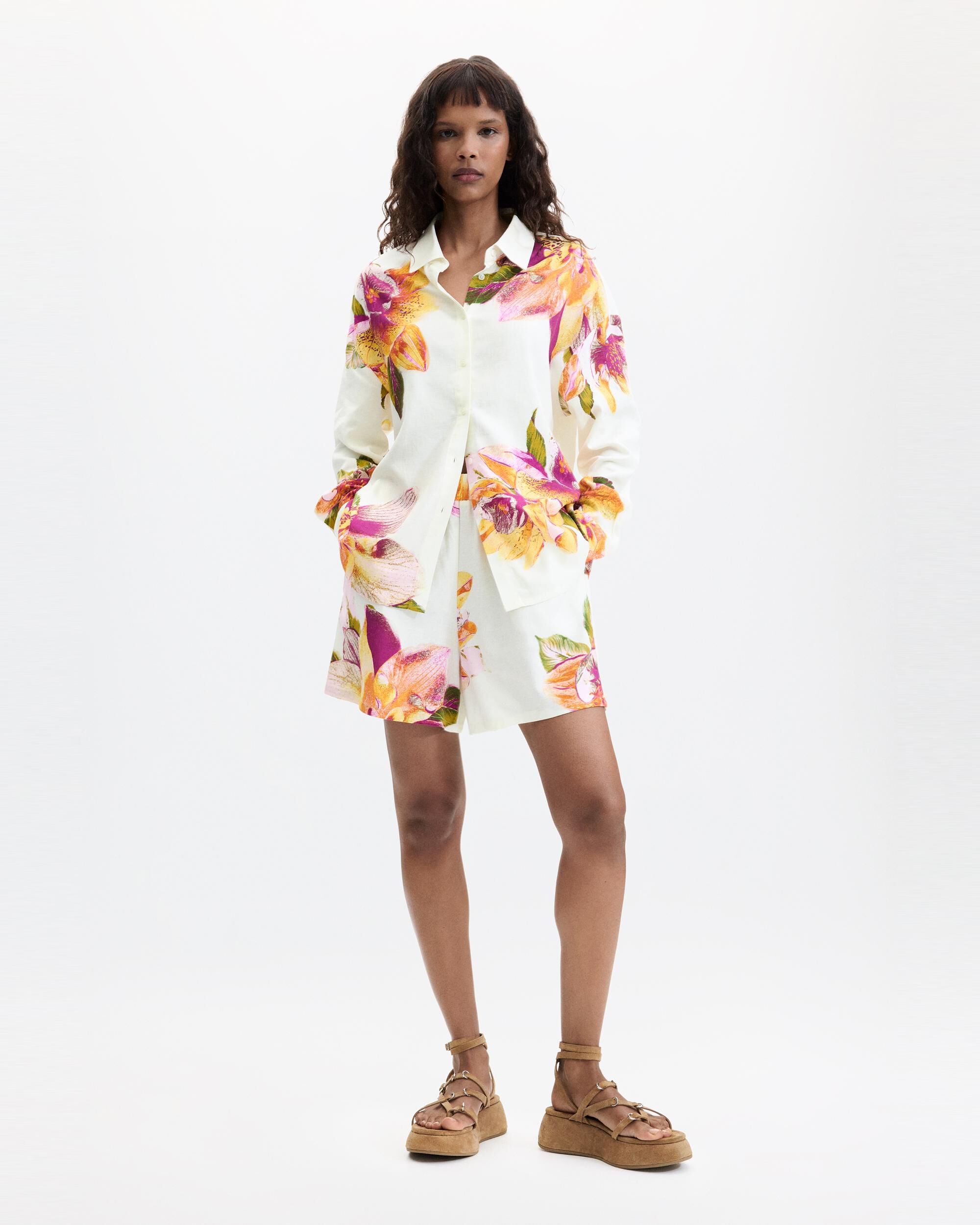 Camisa de mujer estampada flores - Desigual - Blanco Blanco-2