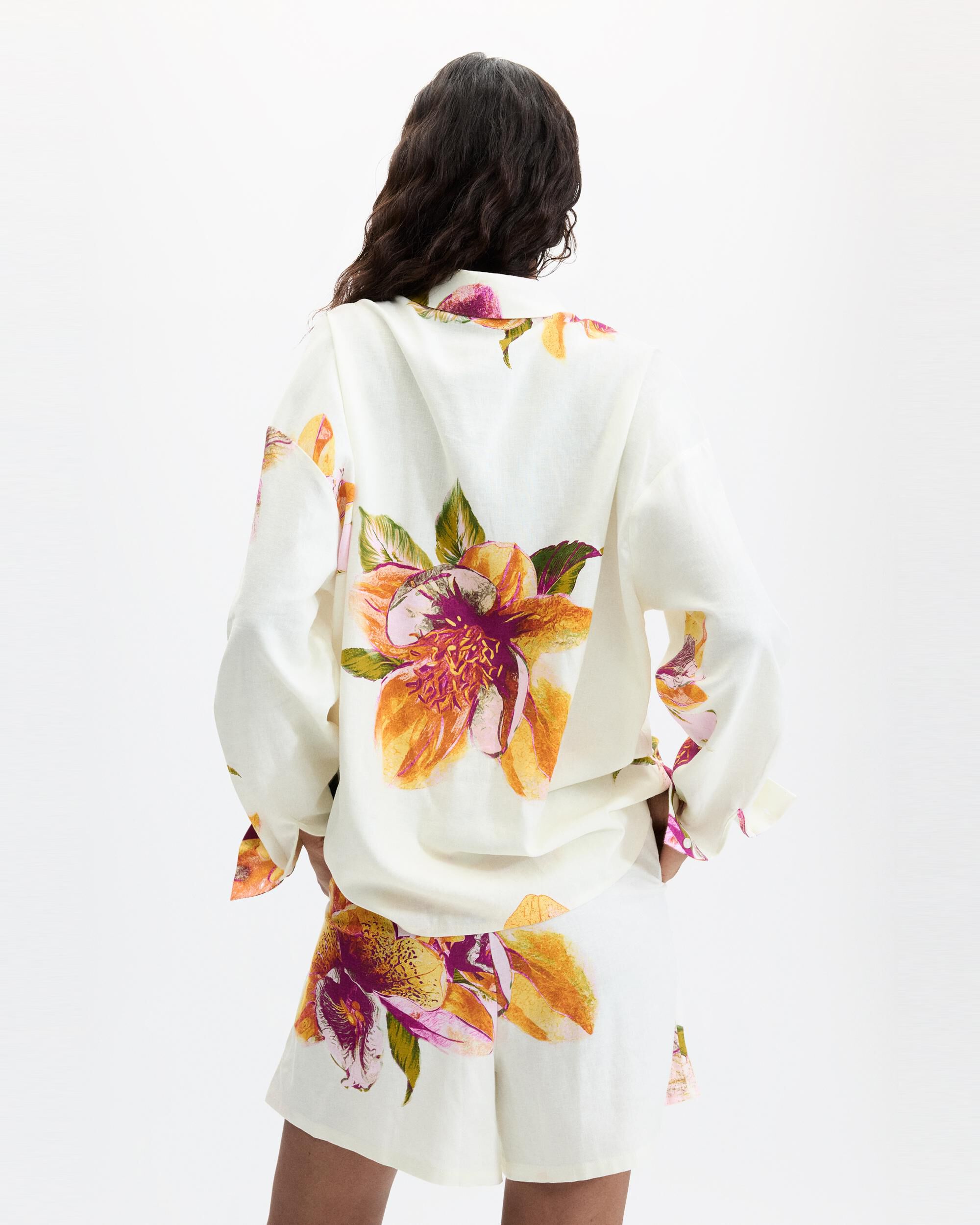 Camisa de mujer estampada flores - Desigual - Blanco Blanco-3