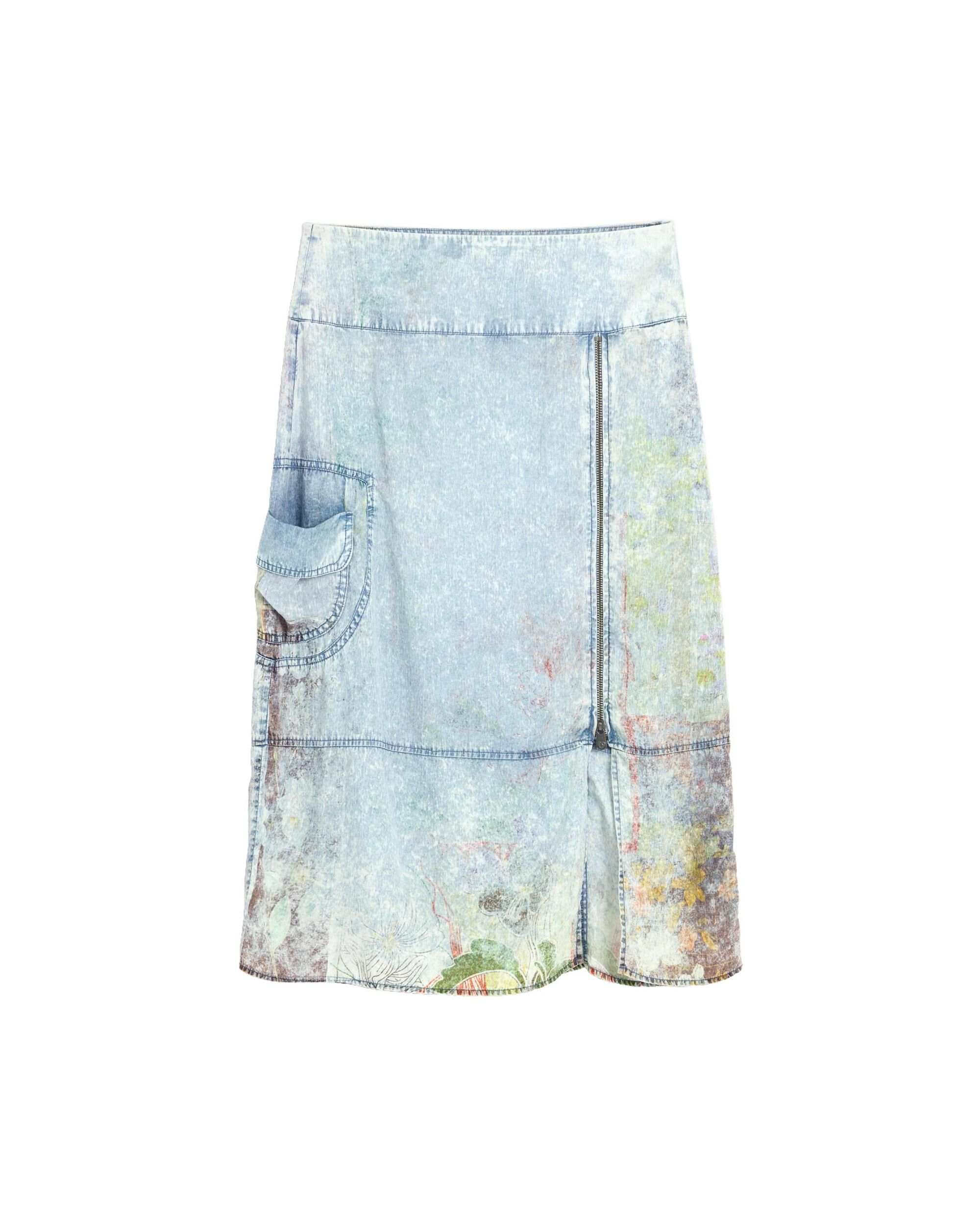 Falda denim midi tencel - Desigual - Azul Azul-4