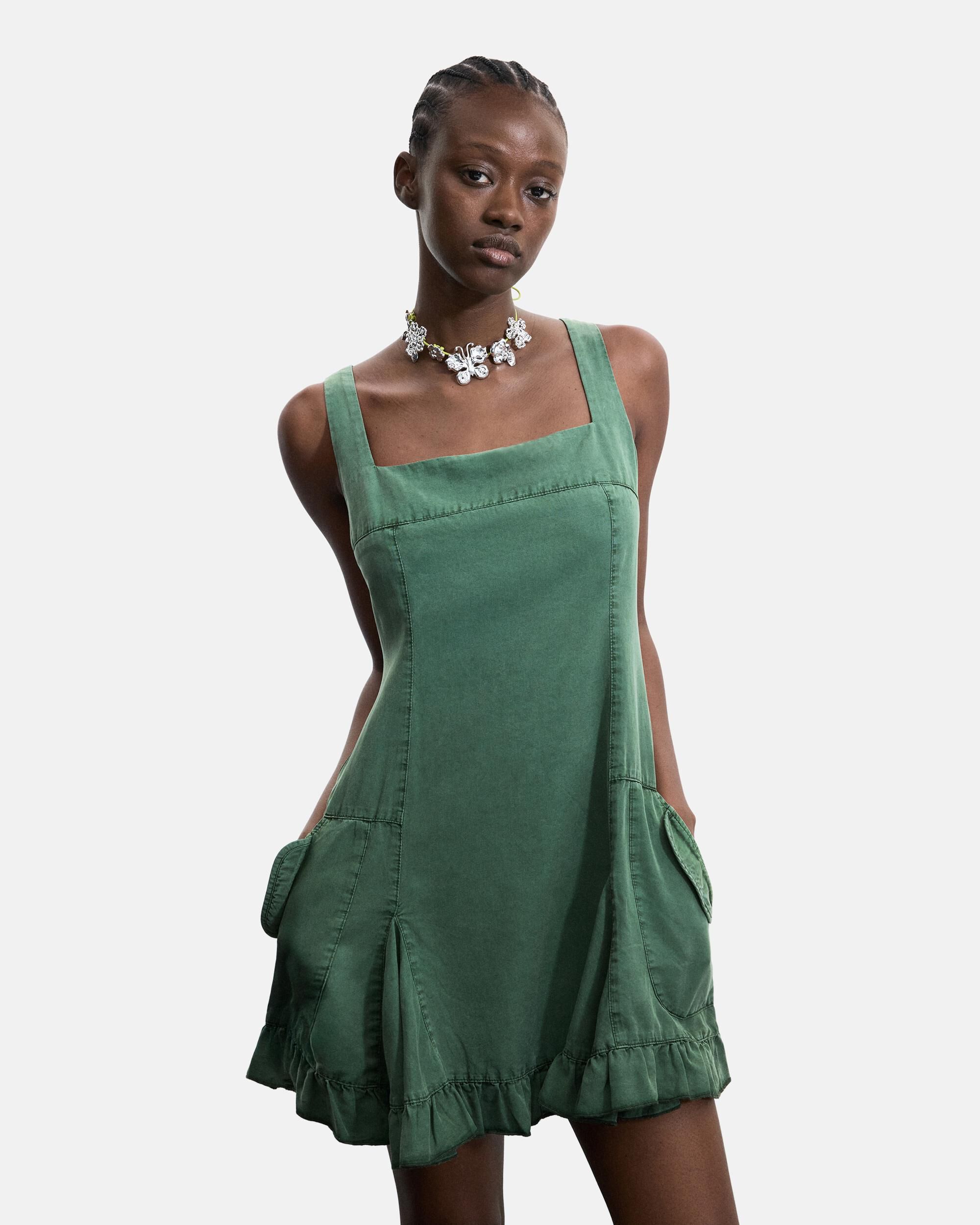 Vestido corto tencel - Desigual - Verde Verde-2