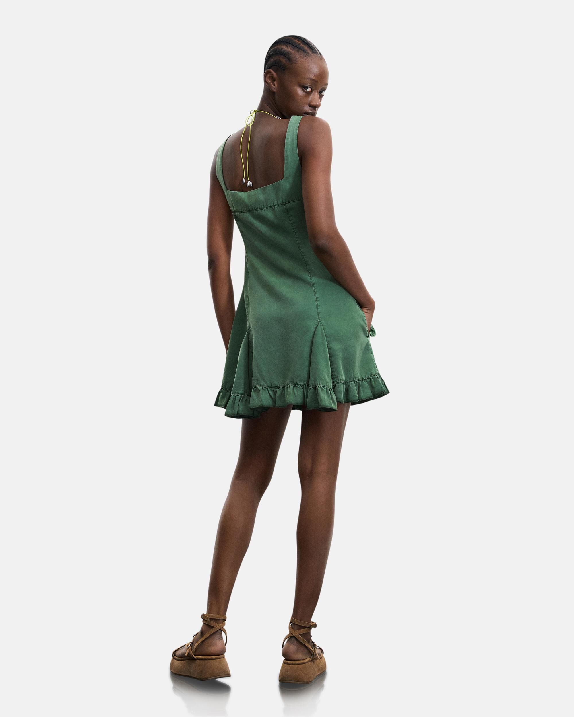 Vestido corto tencel - Desigual - Verde Verde-3