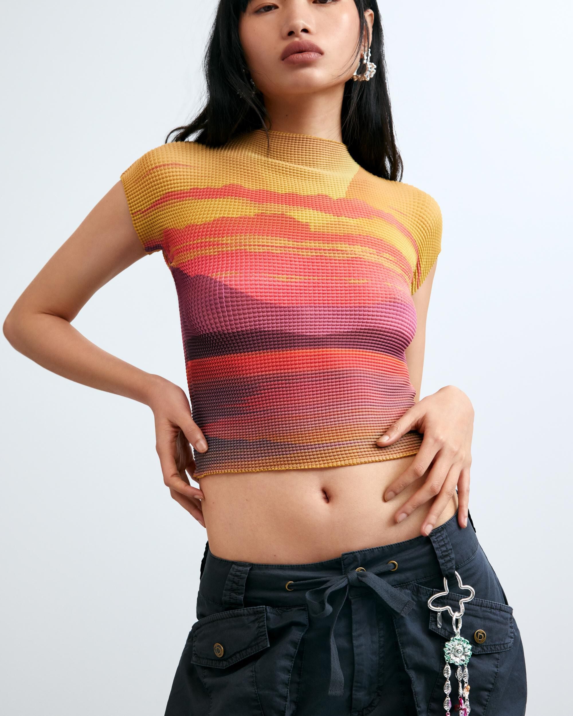 Blusa de mujer manga corta estampada - Desigual - Multicolor Multicolor-1