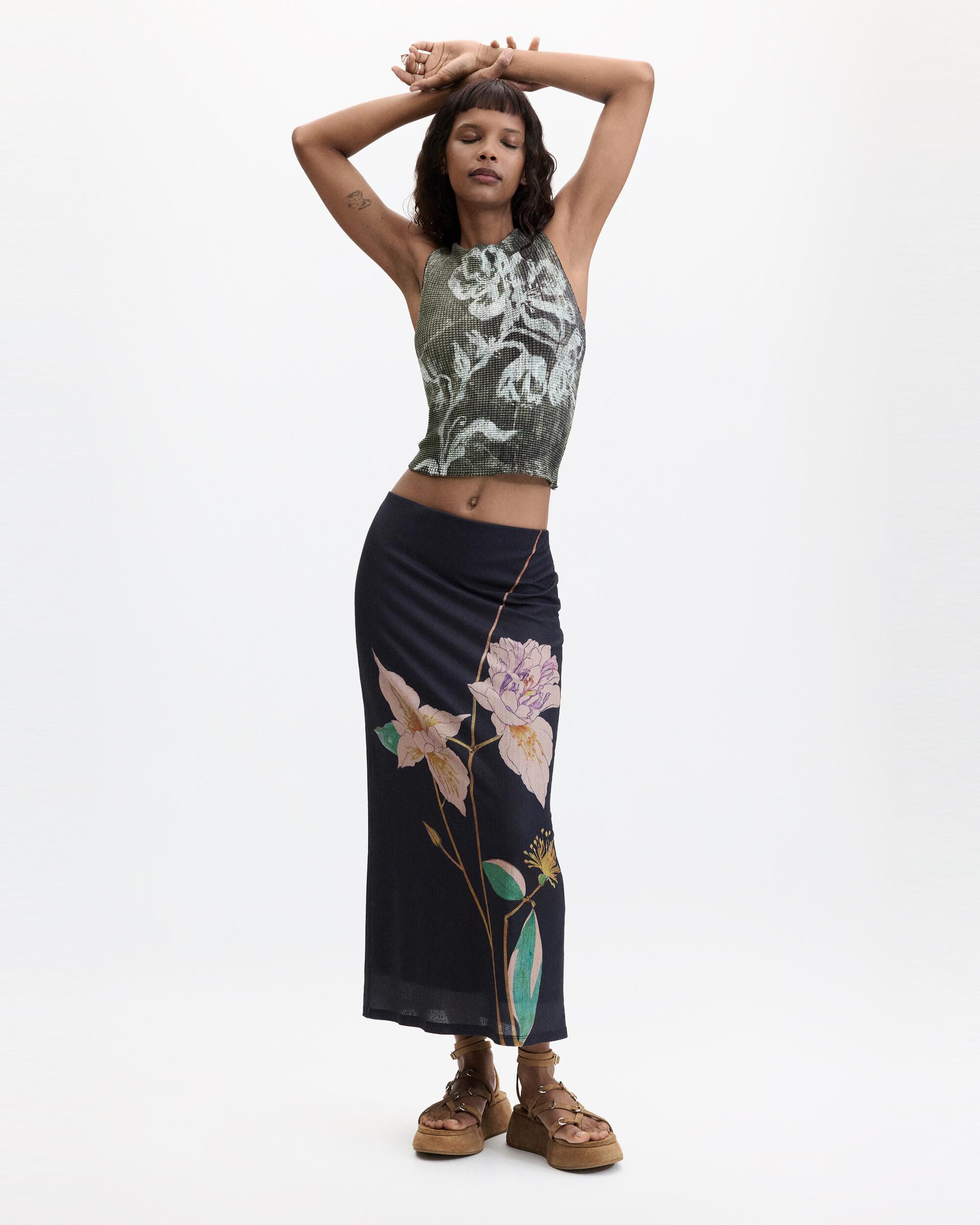 Desigual - Falda larga estampada.