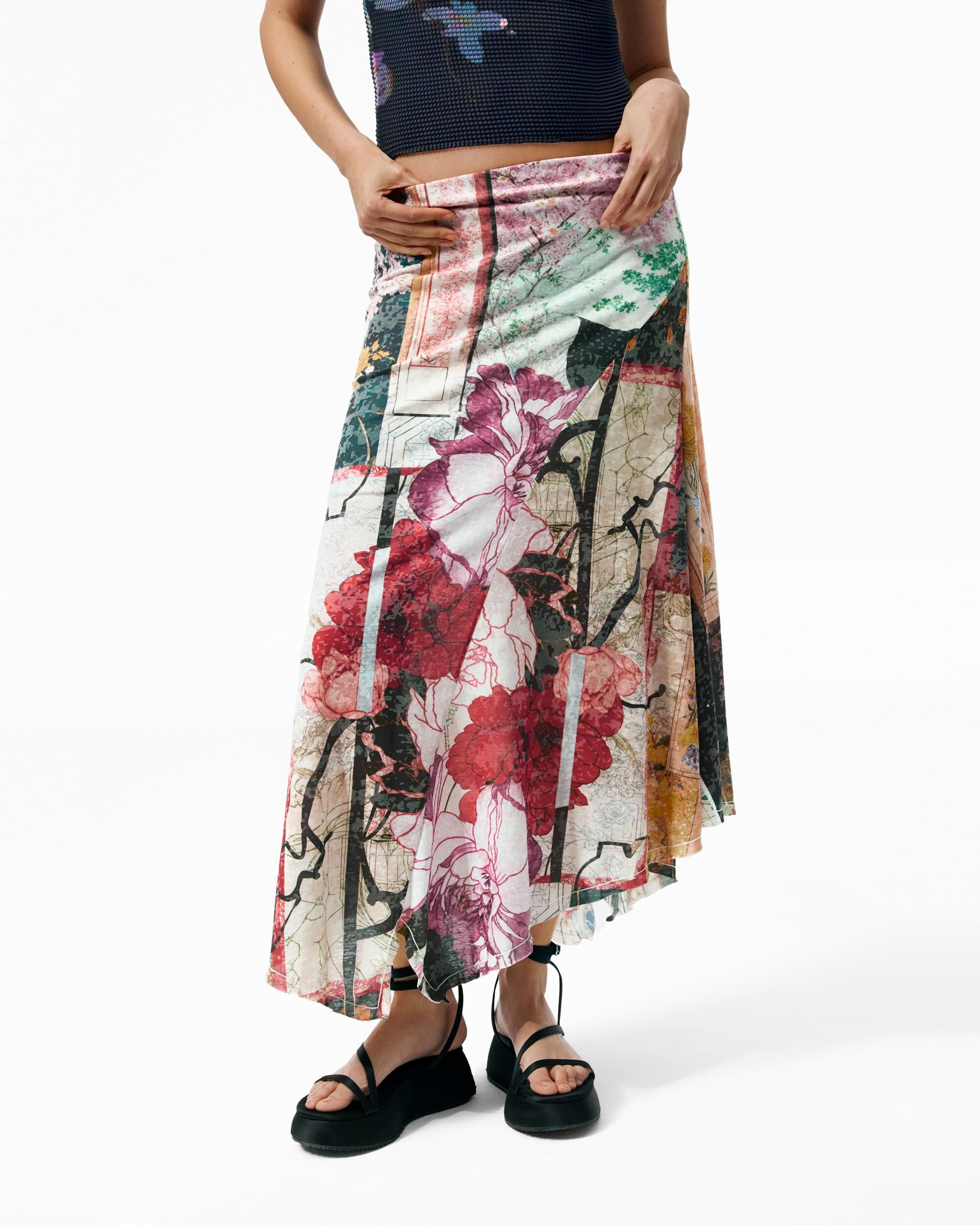 Falda larga estampada - Desigual - Negro Negro-2