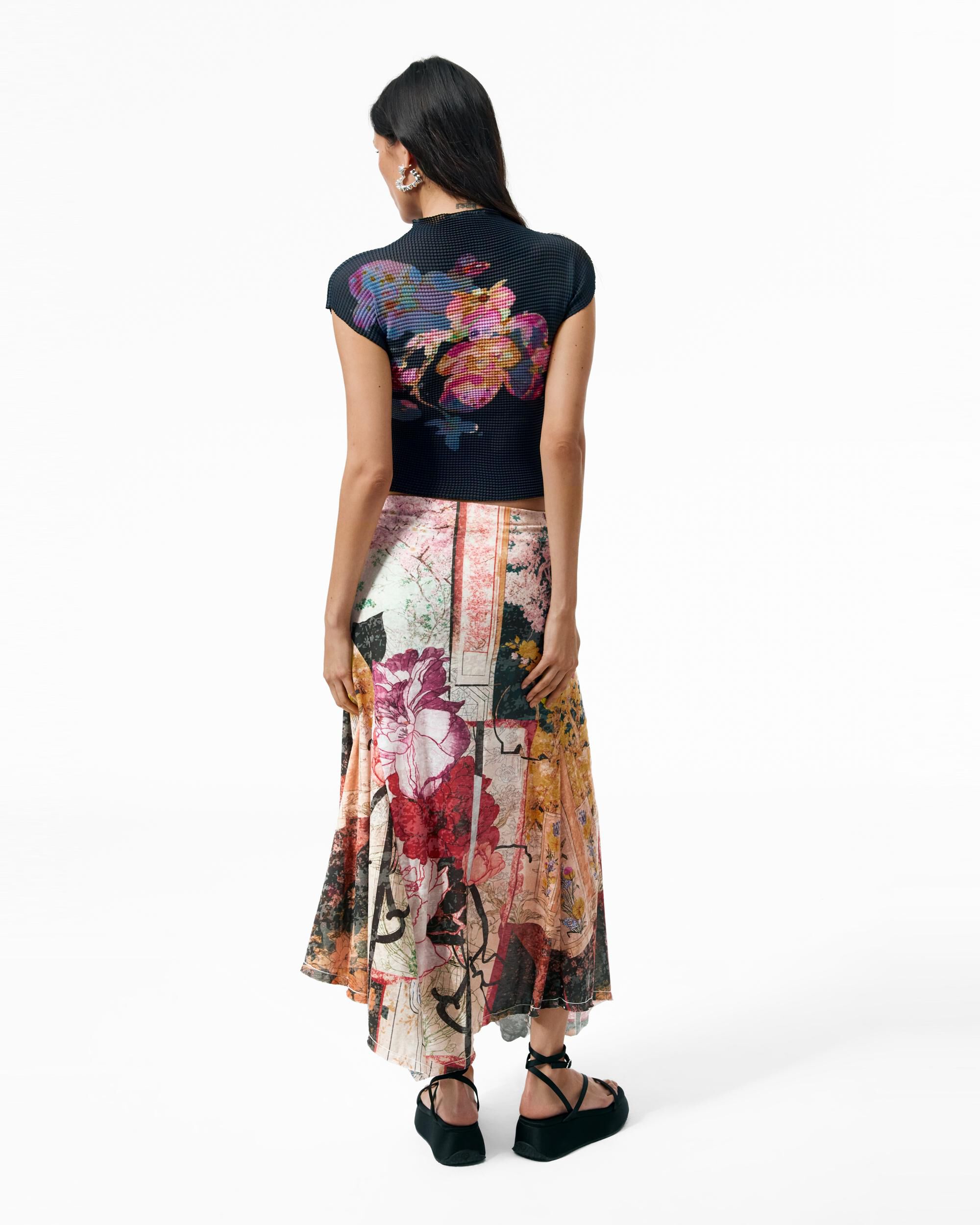 Falda larga estampada - Desigual - Negro Negro-3
