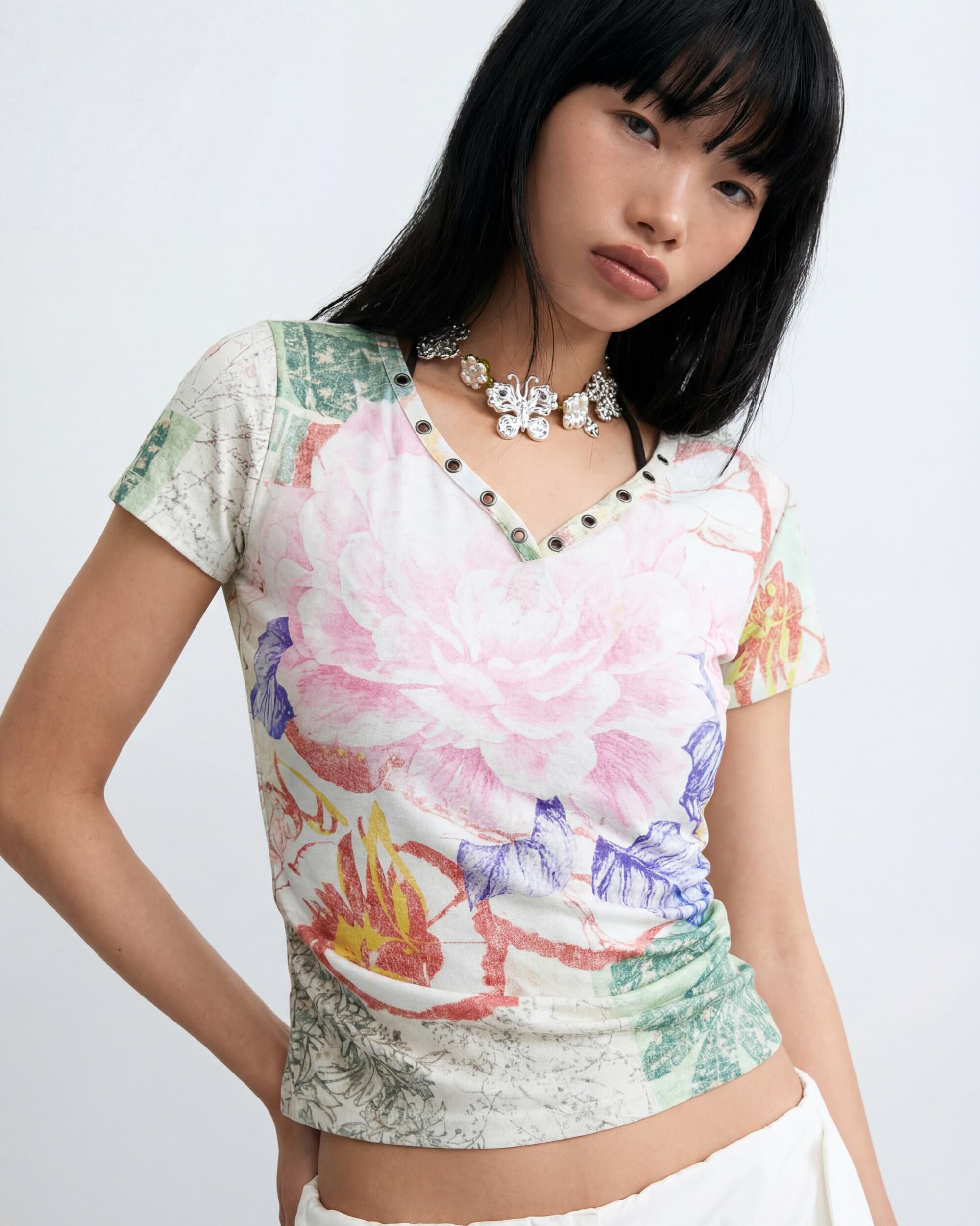 Desigual - Camiseta de mujer estampada 100% algodón.