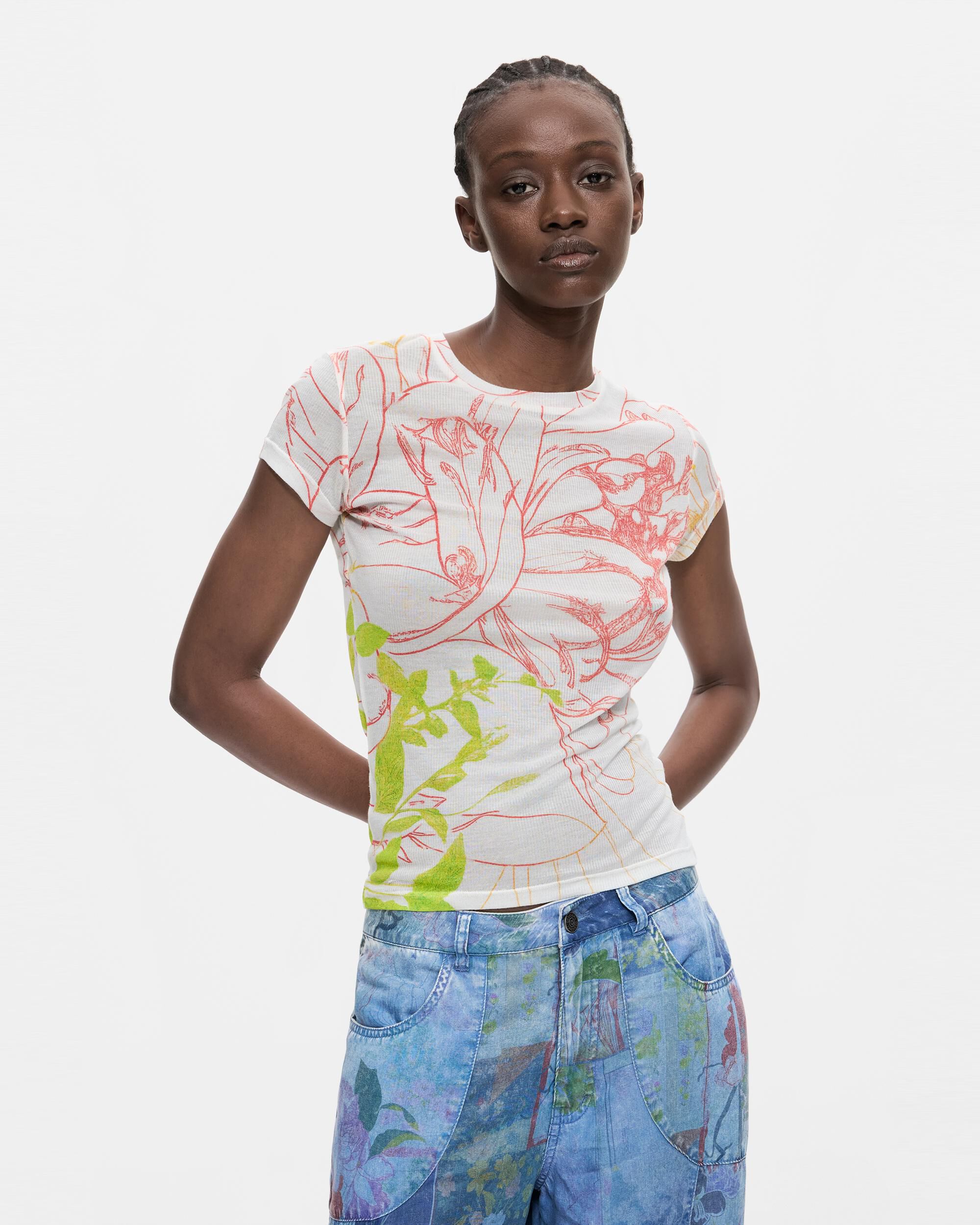 Desigual - Camiseta de mujer punto estampada.