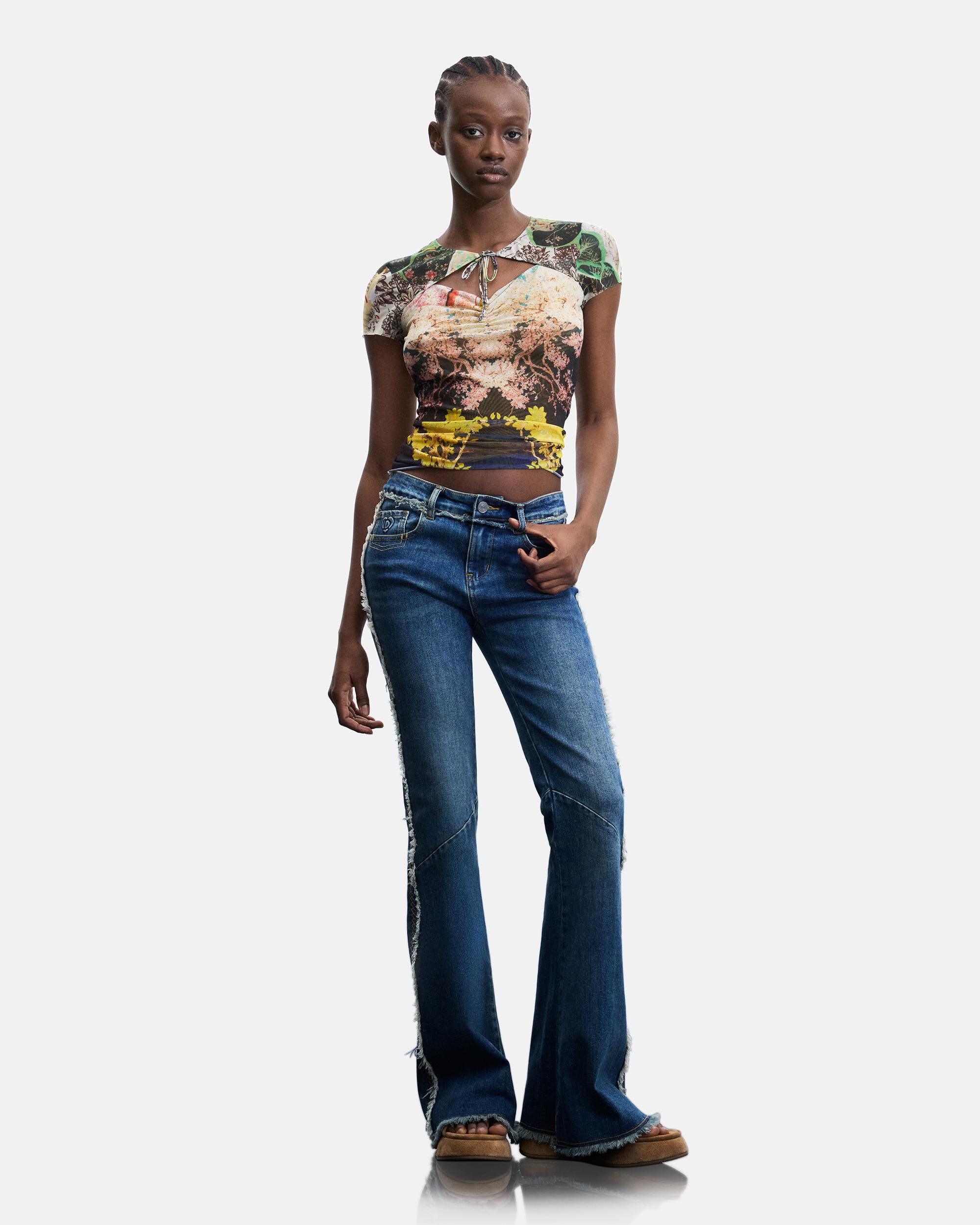 Top de mujer estampado tul - Desigual - Verde Verde-2