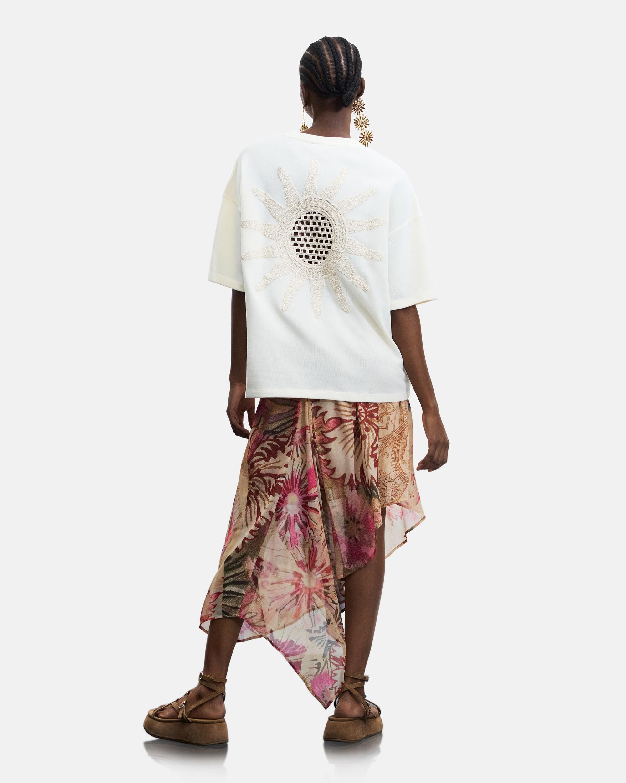 Camiseta de mujer punto manga corta - Desigual - Blanco Blanco-3