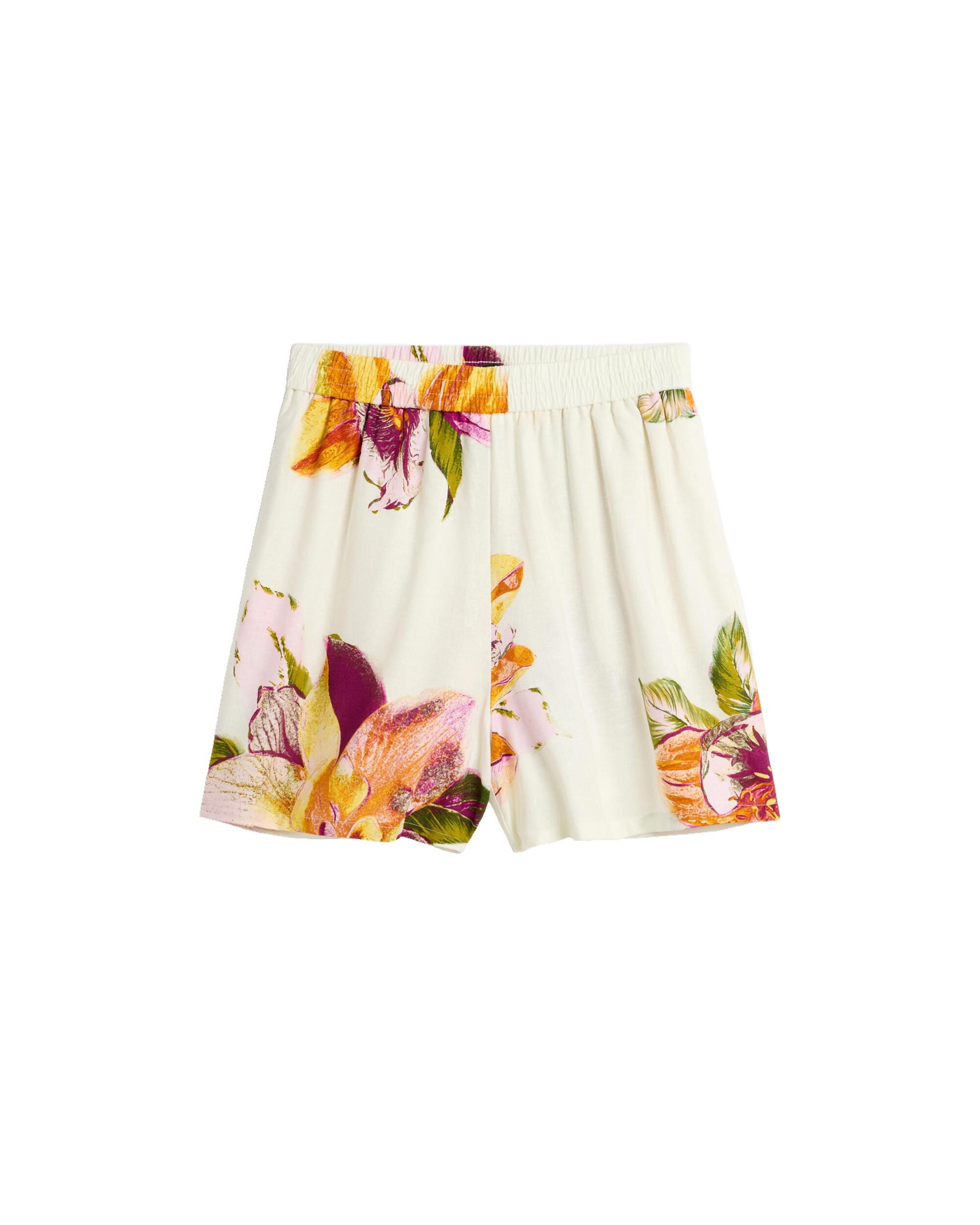 Pantalón de mujer corto estampado flores - Desigual - Blanco Blanco-5