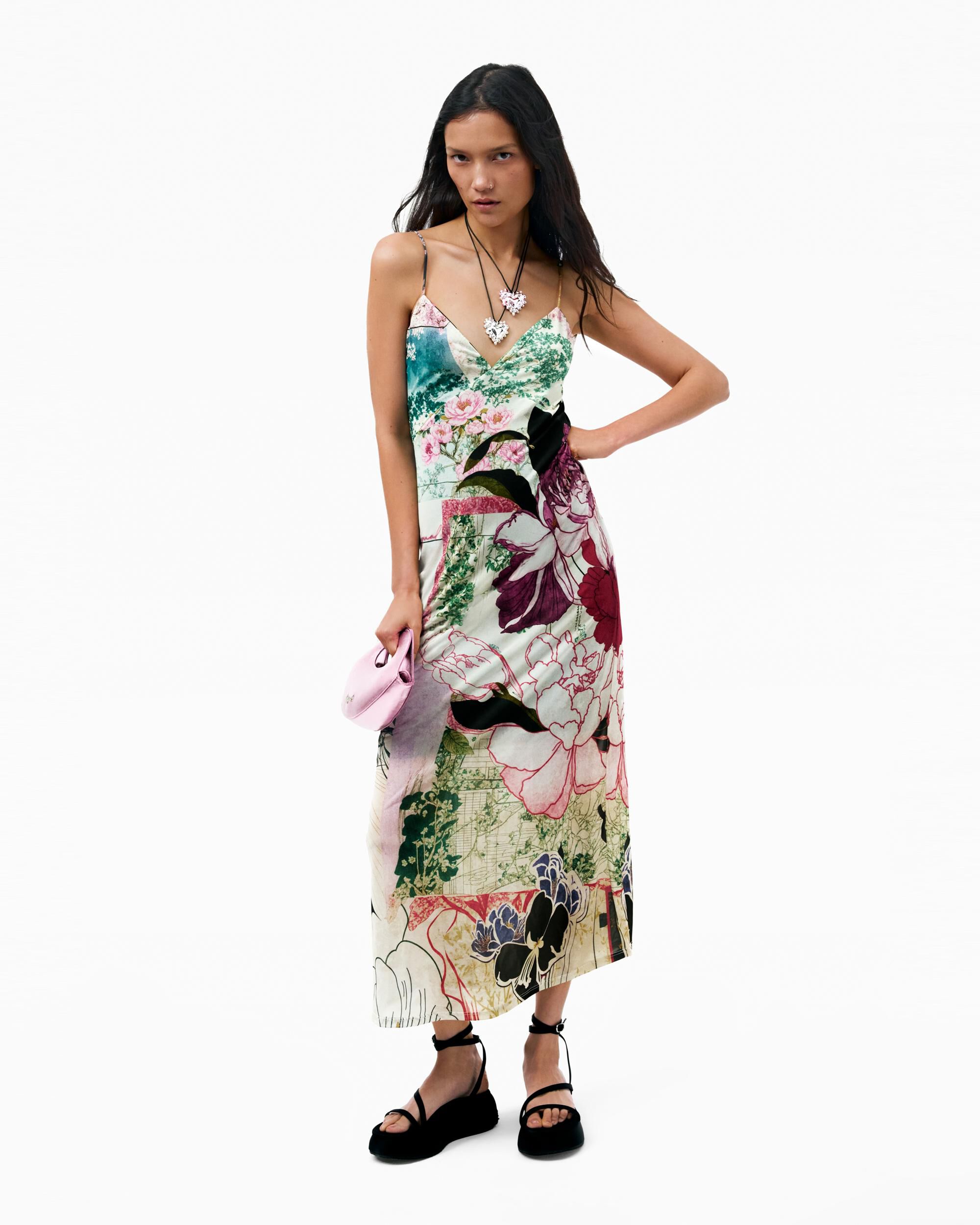 Vestido tirantes estampado - Desigual - Negro Negro-1