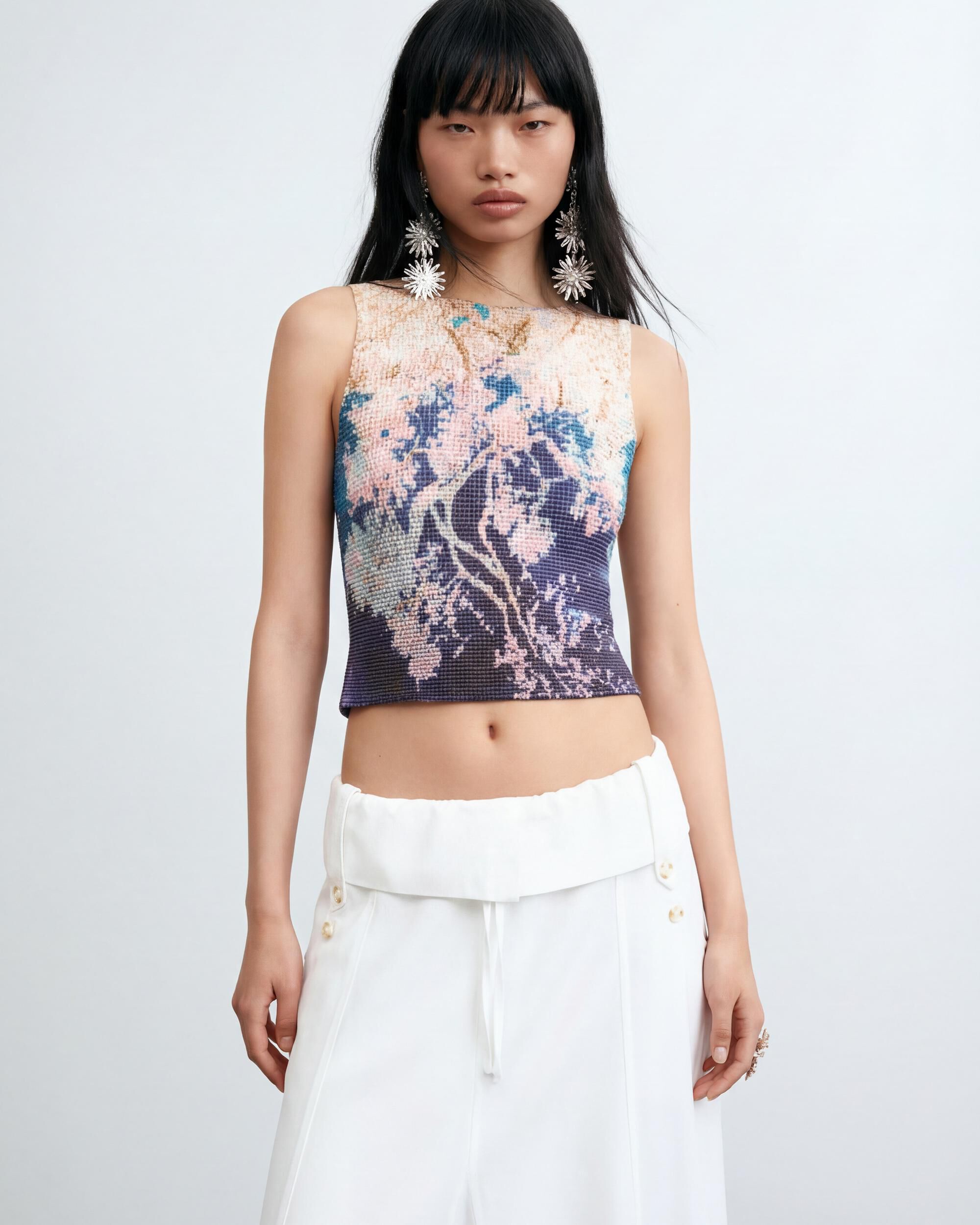 Top de mujer estampado sin mangas - Desigual - Azul Azul-1