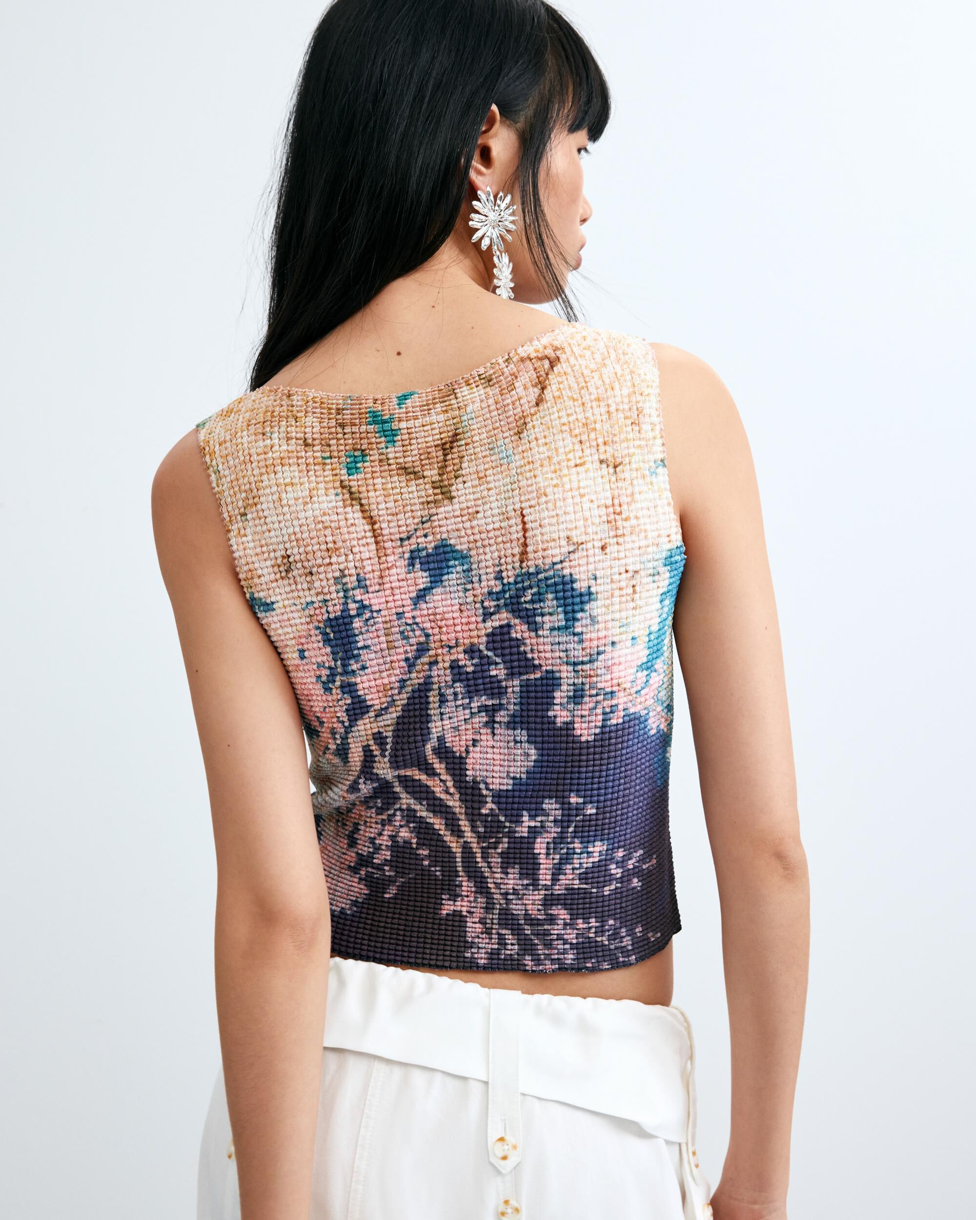 Top de mujer estampado sin mangas - Desigual - Azul Azul-3