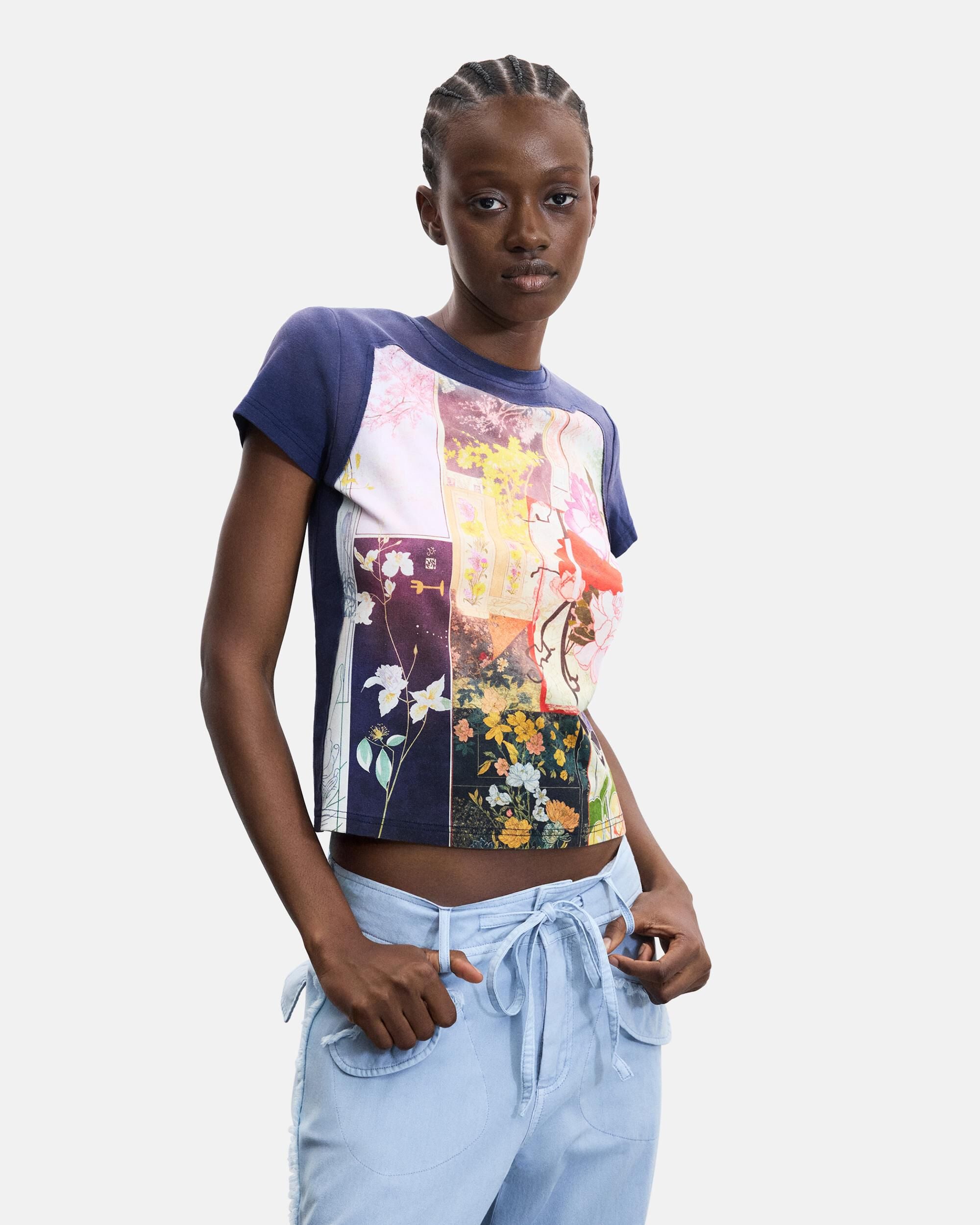 Camiseta de mujer estampada 100% algodón - Desigual - Negro Negro-1